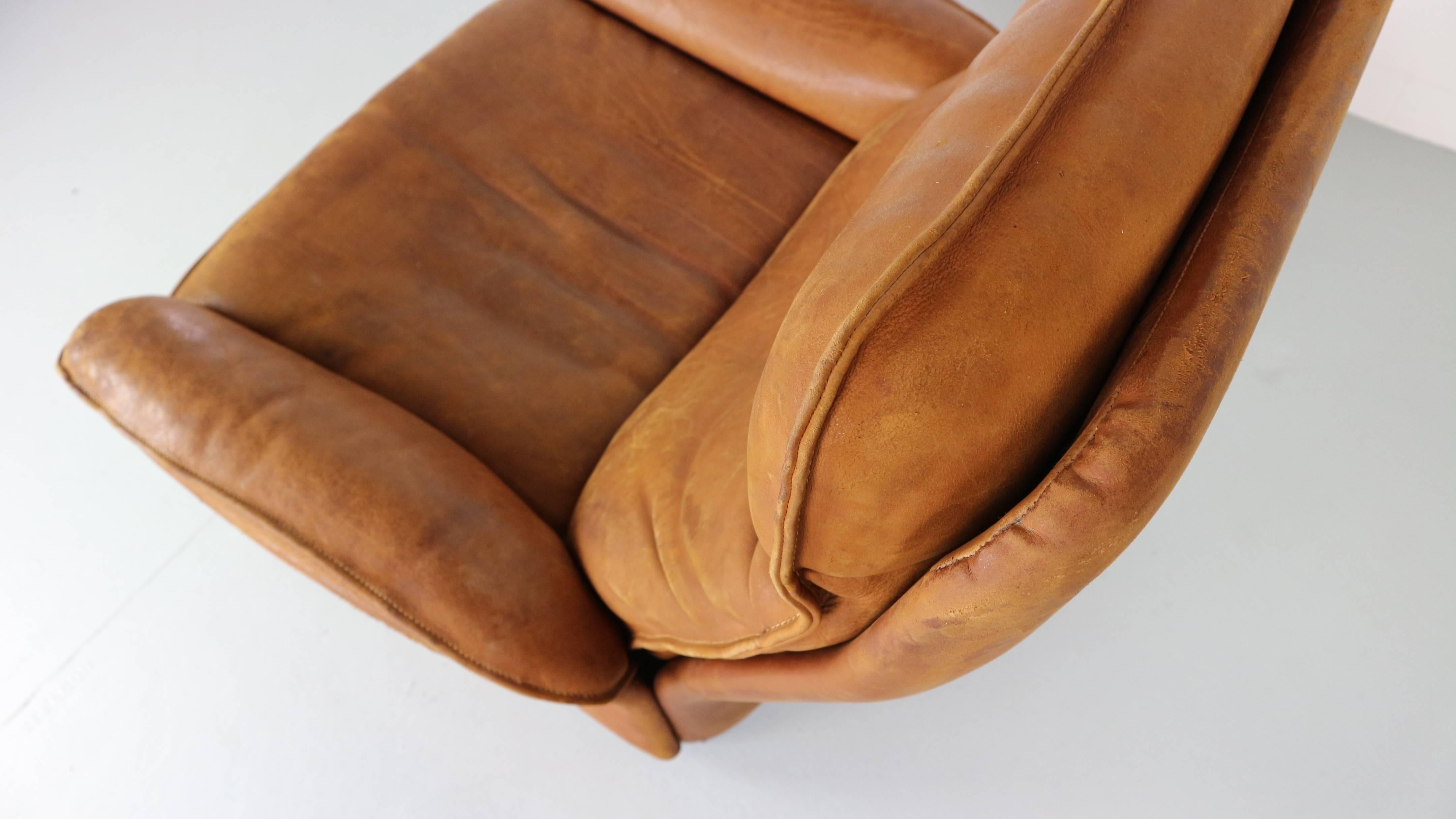 De Sede Vintage Cognac Leather Lounge Chair, 1970s 7