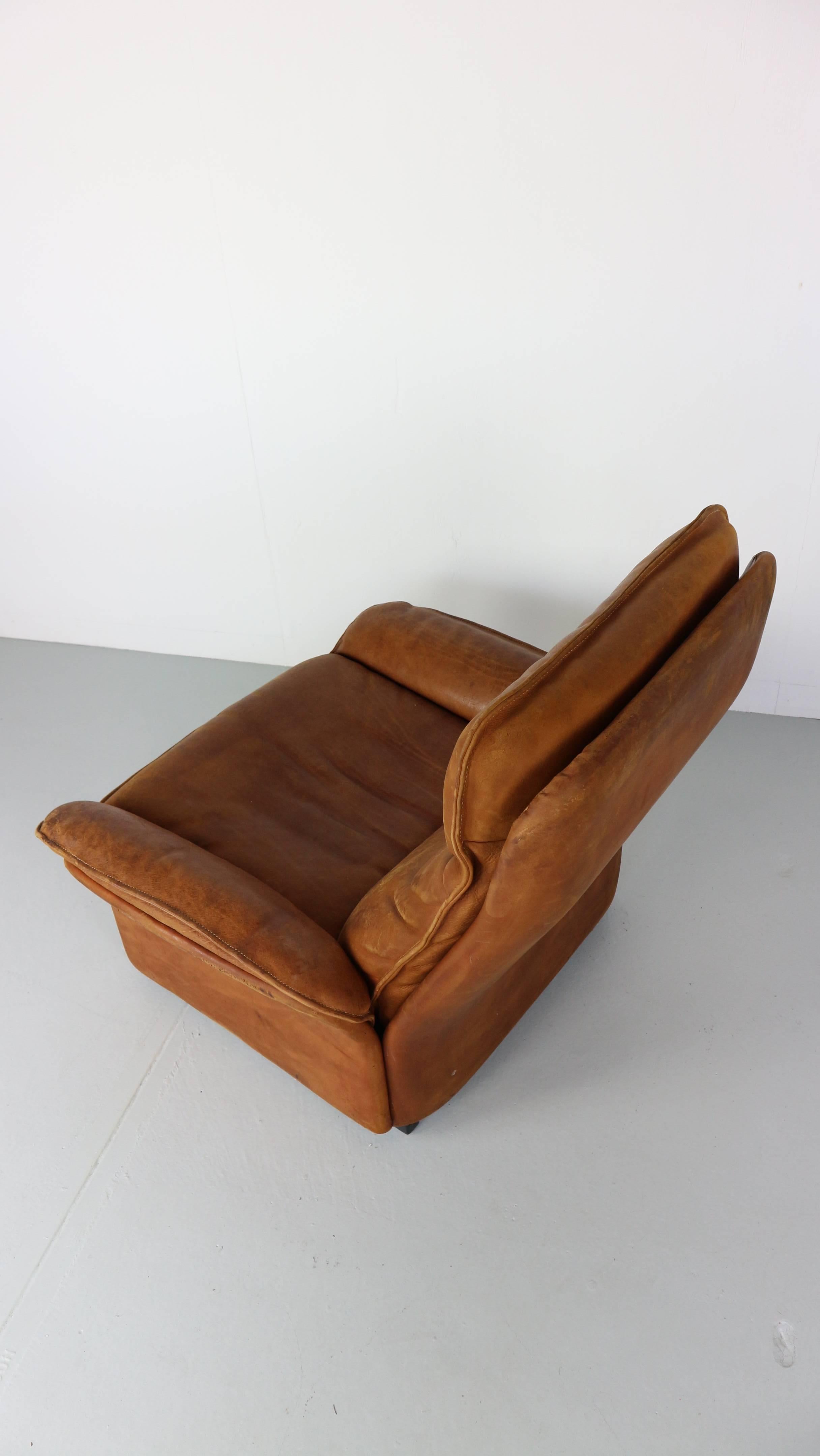 De Sede Vintage Cognac Leather Lounge Chair, 1970s 11