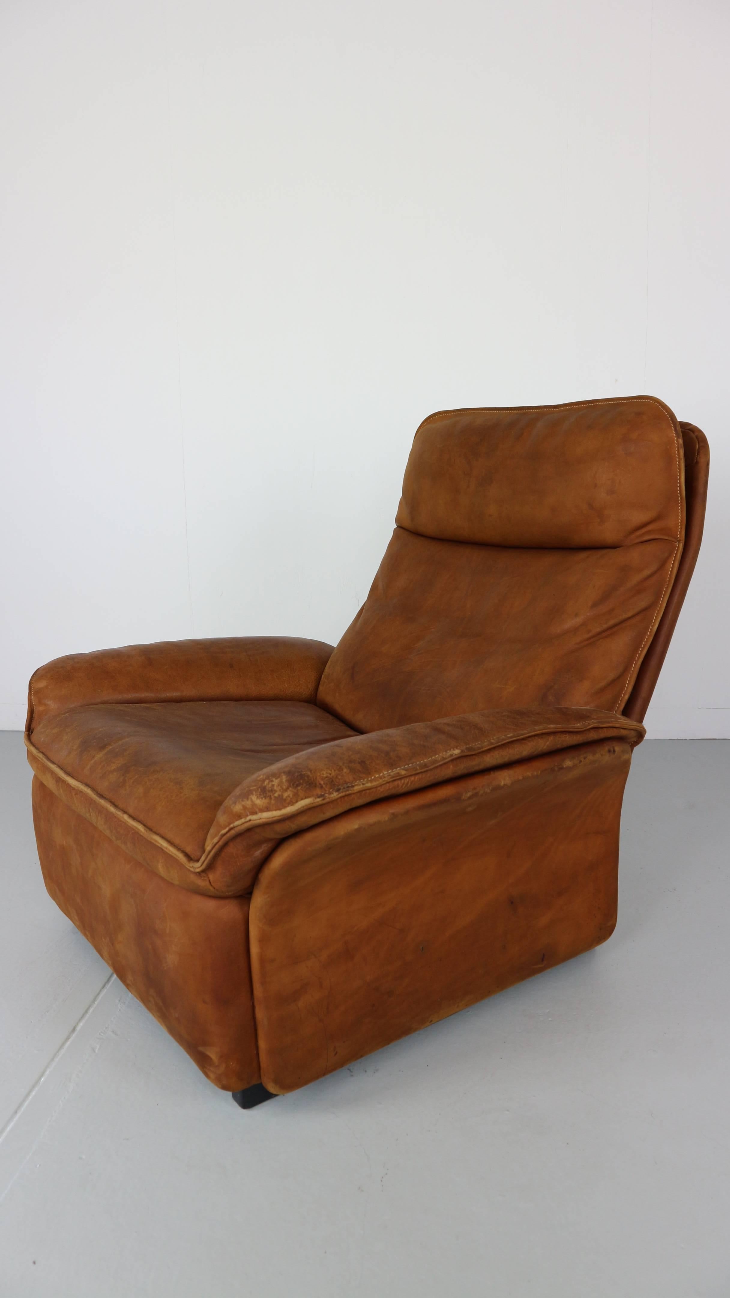 Mid-Century Modern De Sede Vintage Cognac Leather Lounge Chair, 1970s