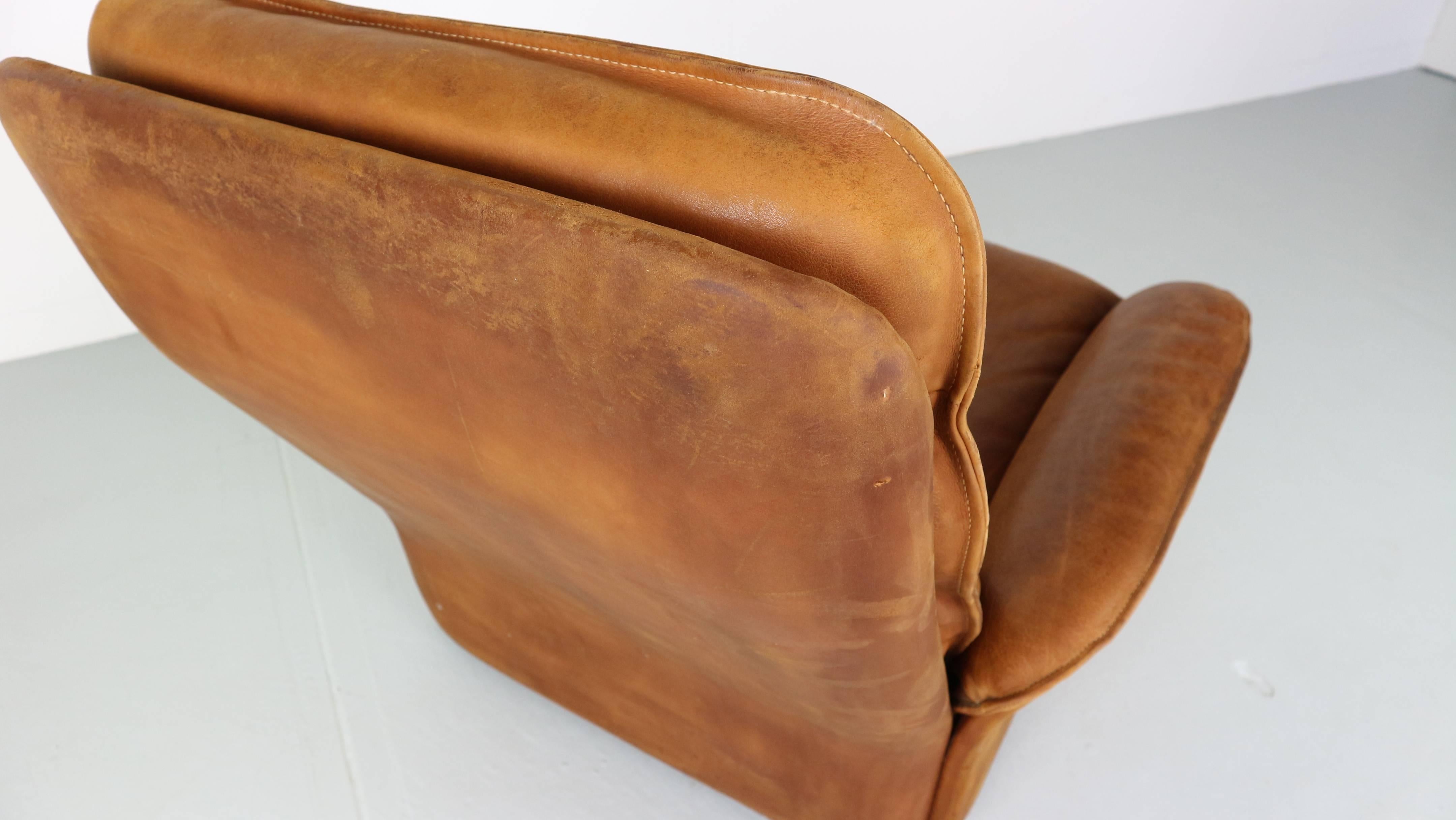 Late 20th Century De Sede Vintage Cognac Leather Lounge Chair, 1970s