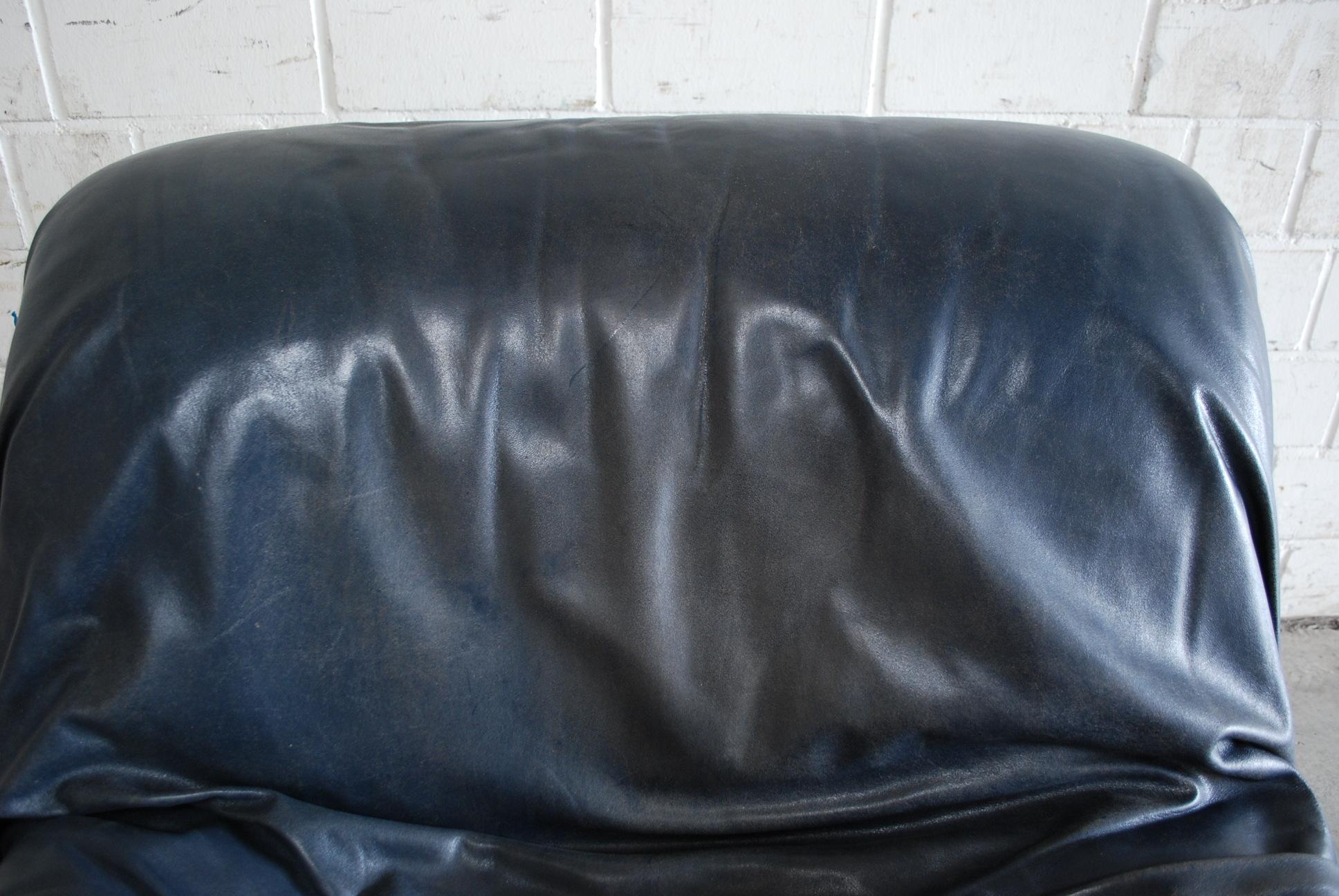 Cuir De Sede fauteuil de salon en cuir bleu vintage DS 41 en vente