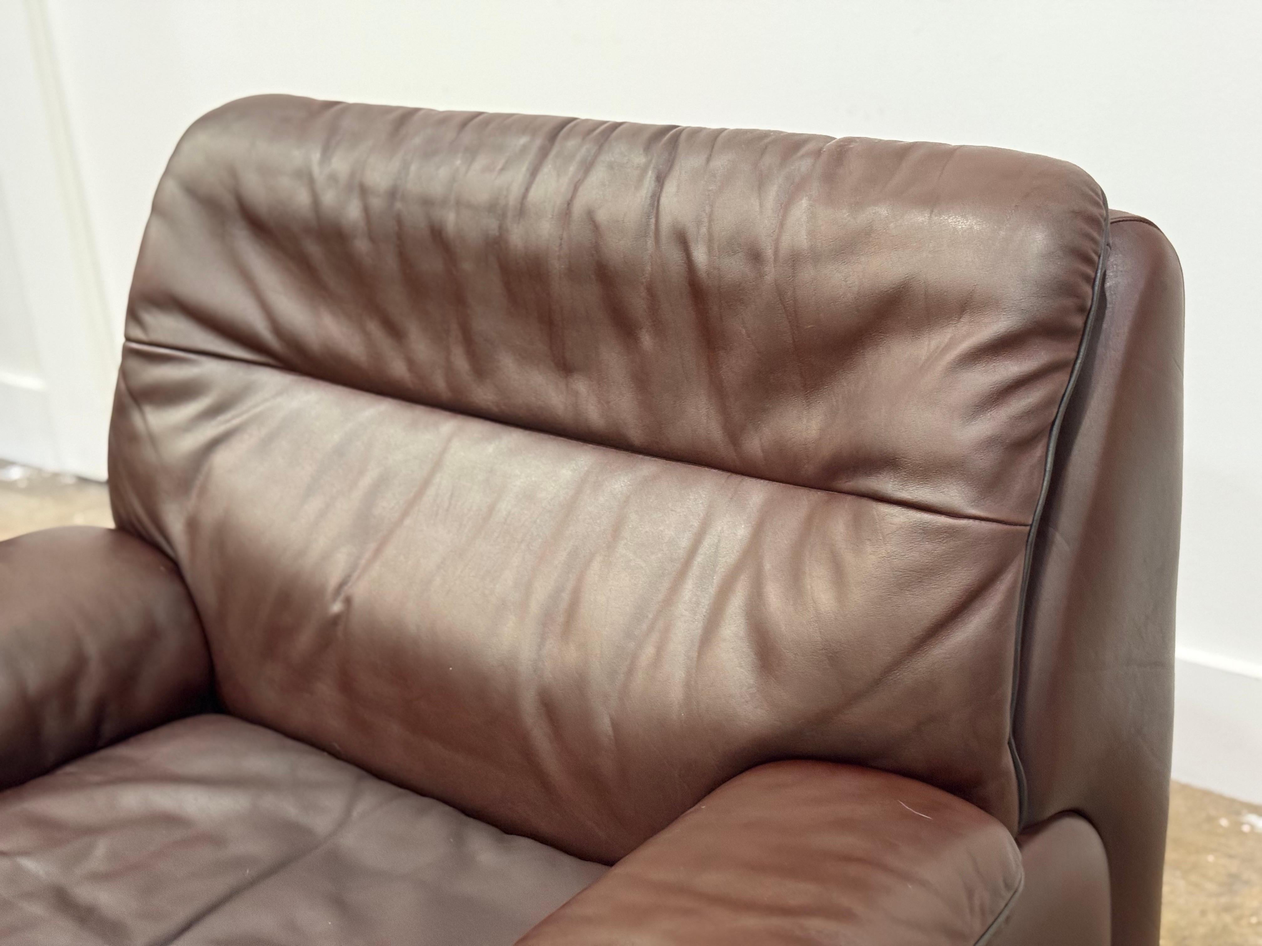 De Sede Vintage Leather Lounge Chair - Ds63 - Chocolate Brown Patinated Leather For Sale 5