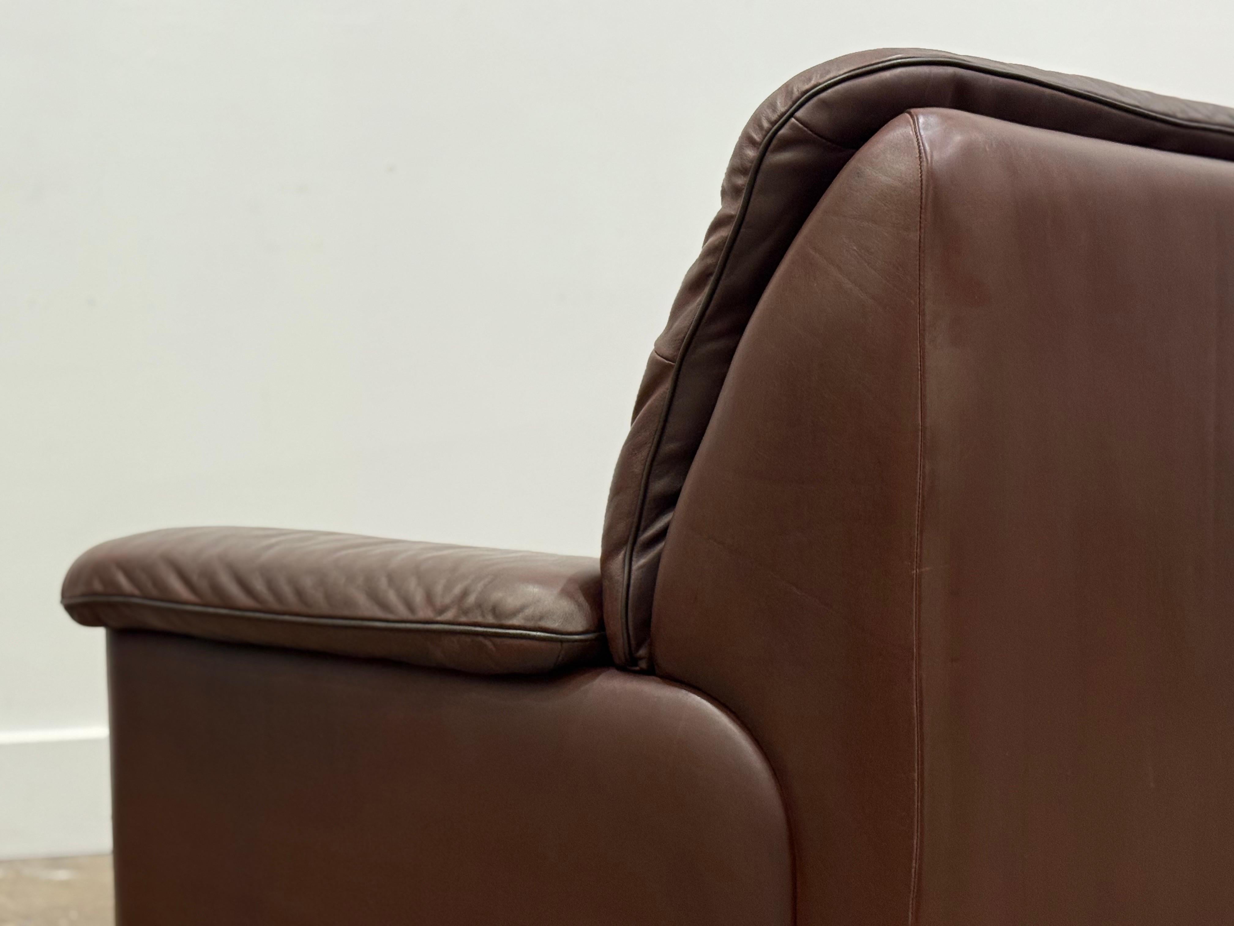 Organic Modern De Sede Vintage Leather Lounge Chair - Ds63 - Chocolate Brown Patinated Leather For Sale