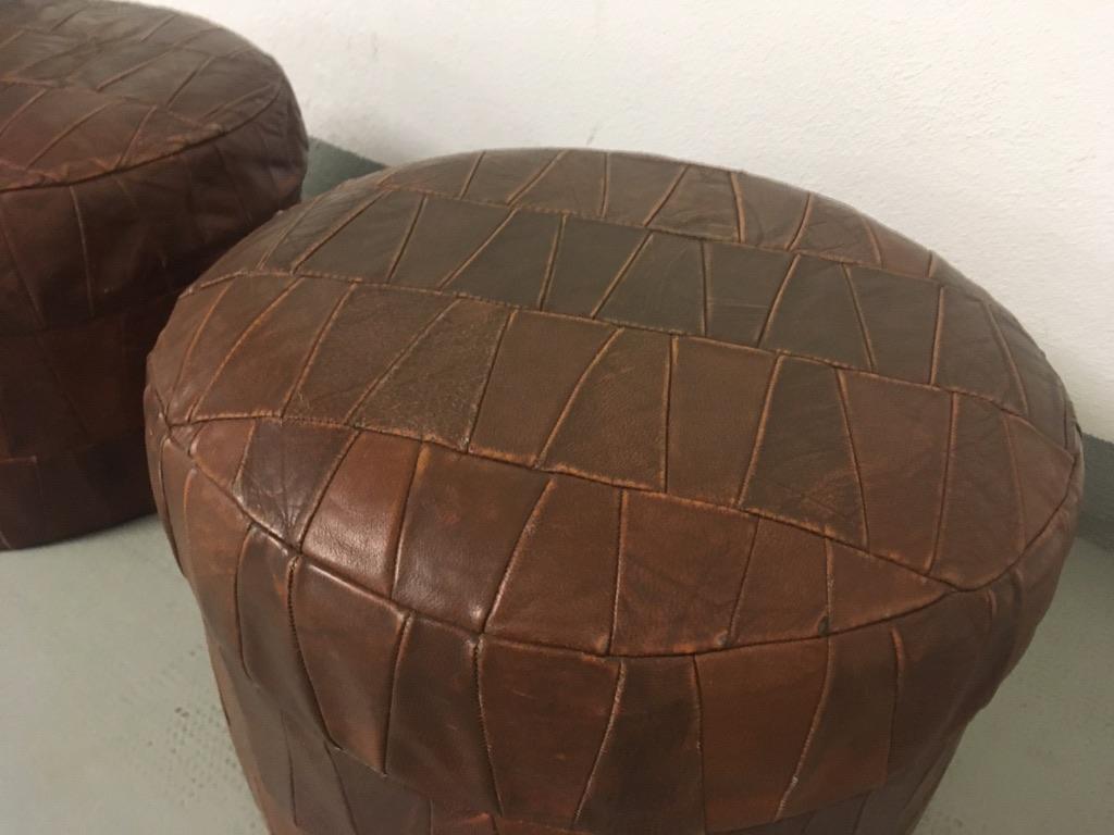 leather patchwork pouffe