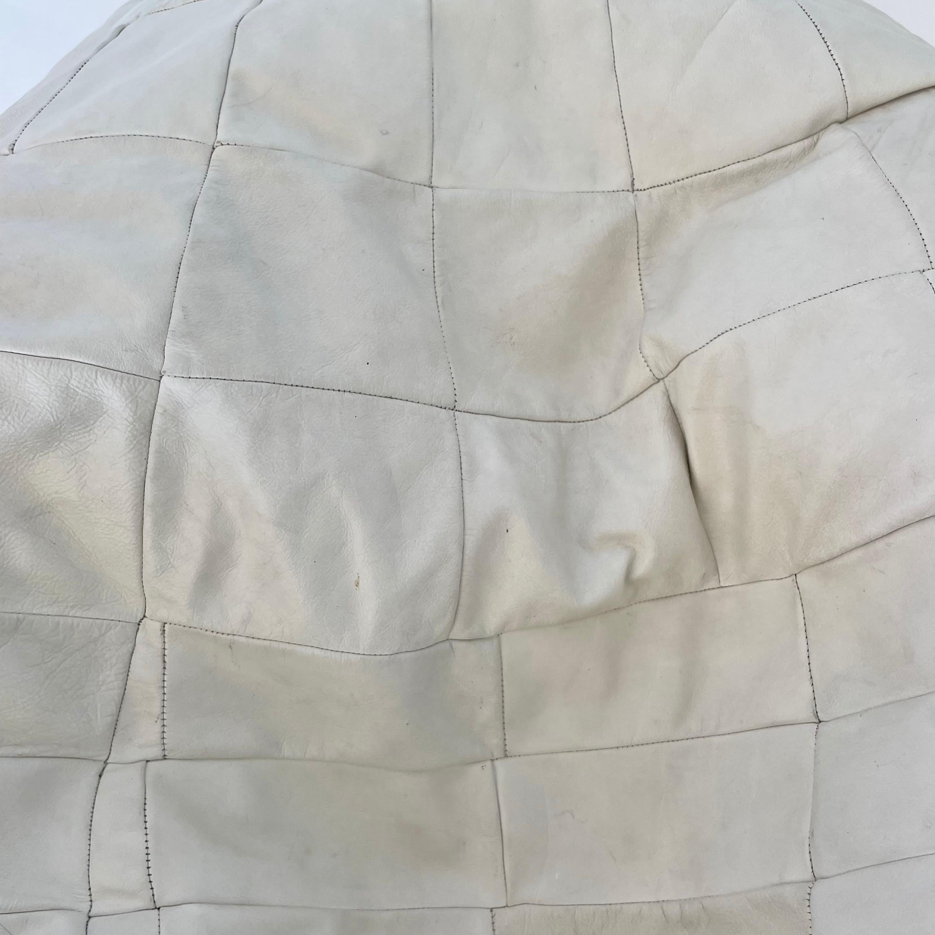 Late 20th Century De Sede White Patchwork Leather Bean Bag