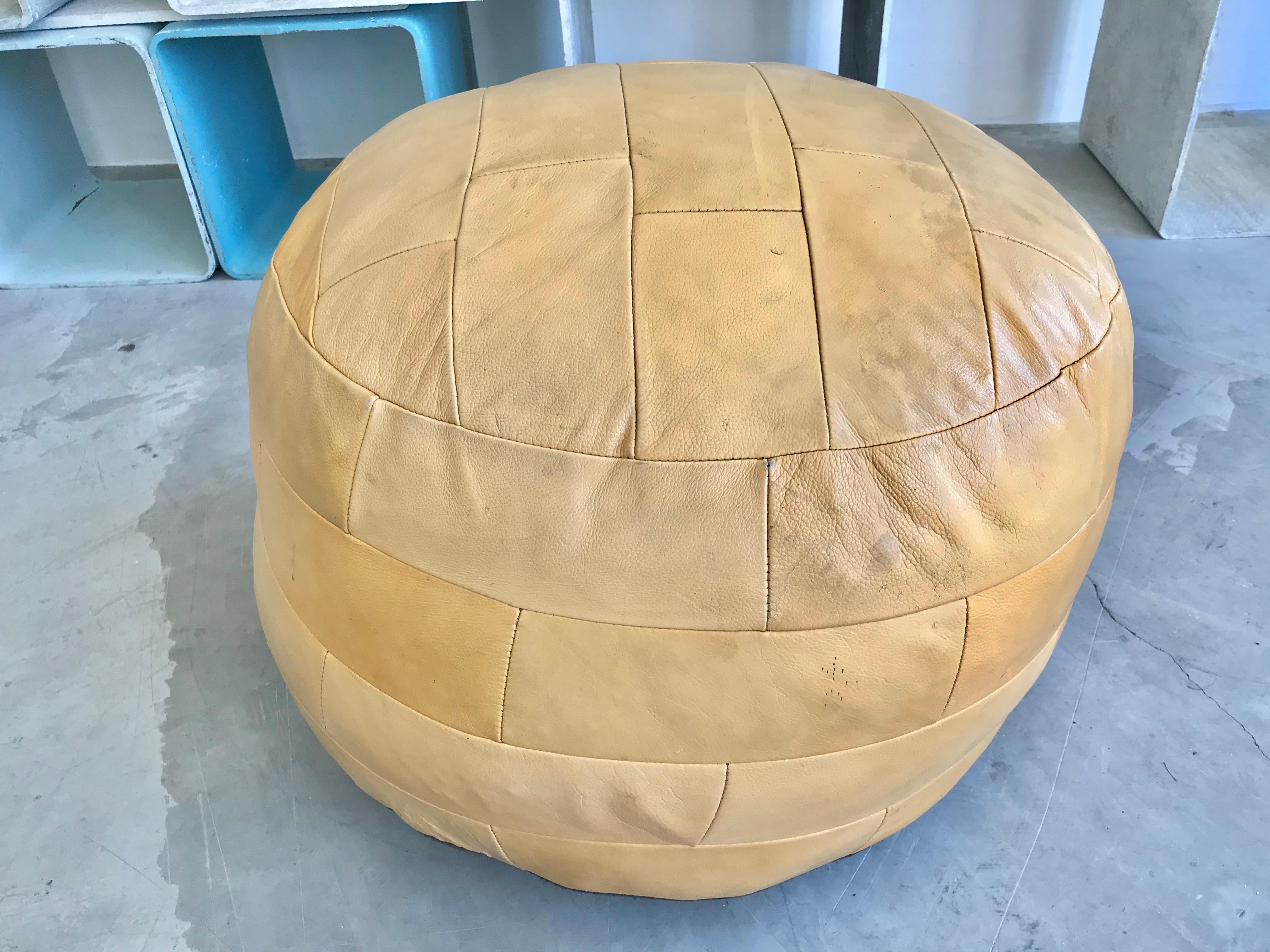 De Sede Yellow Leather Patchwork Ottomans 13