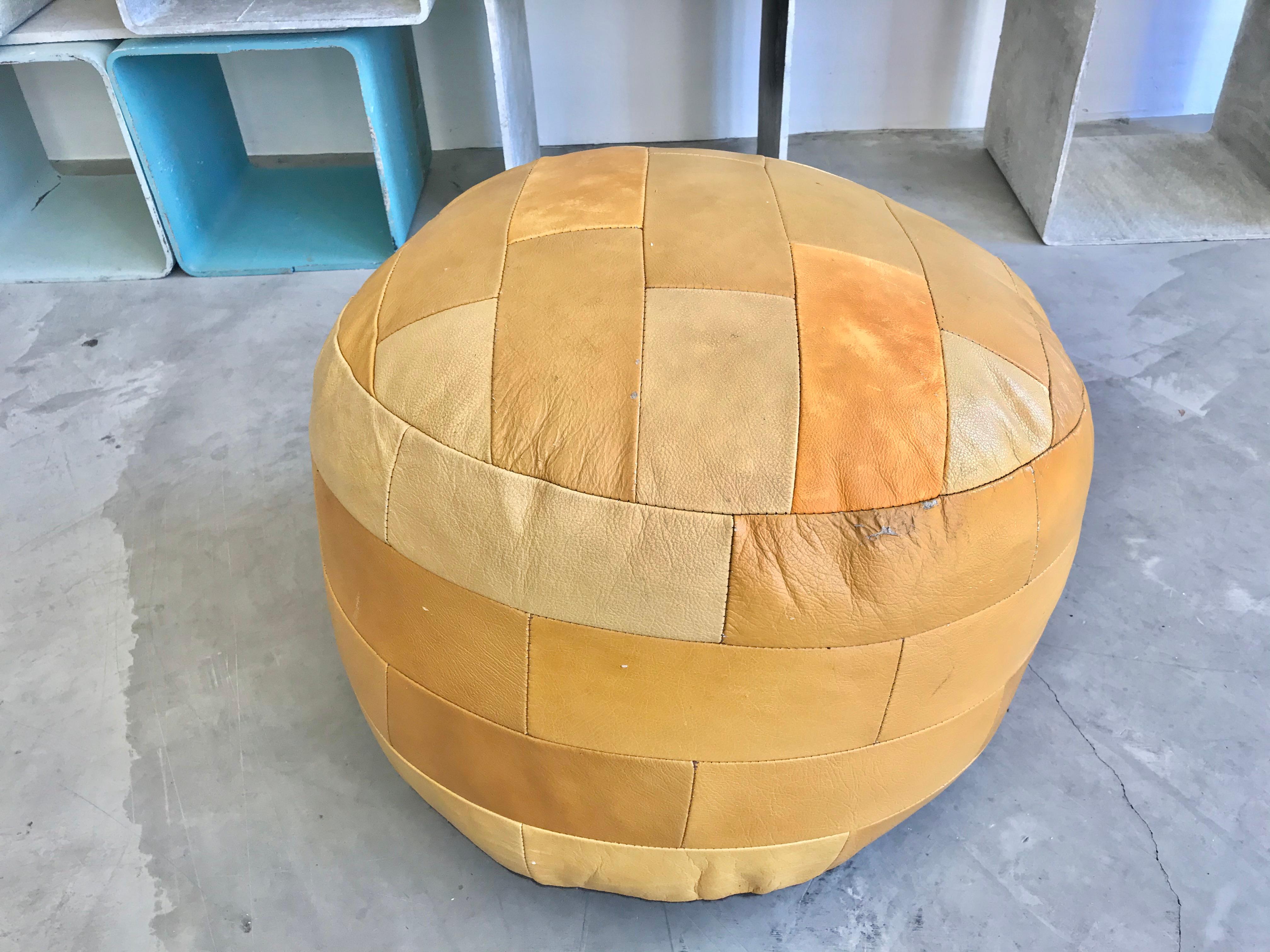 De Sede Yellow Leather Patchwork Ottomans 1