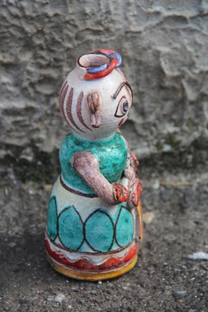 De Simone Ceramic Italian Art Sculpture Sicilian Warrior Multi-Color Midcentury In Good Condition In Palermo, Sicily