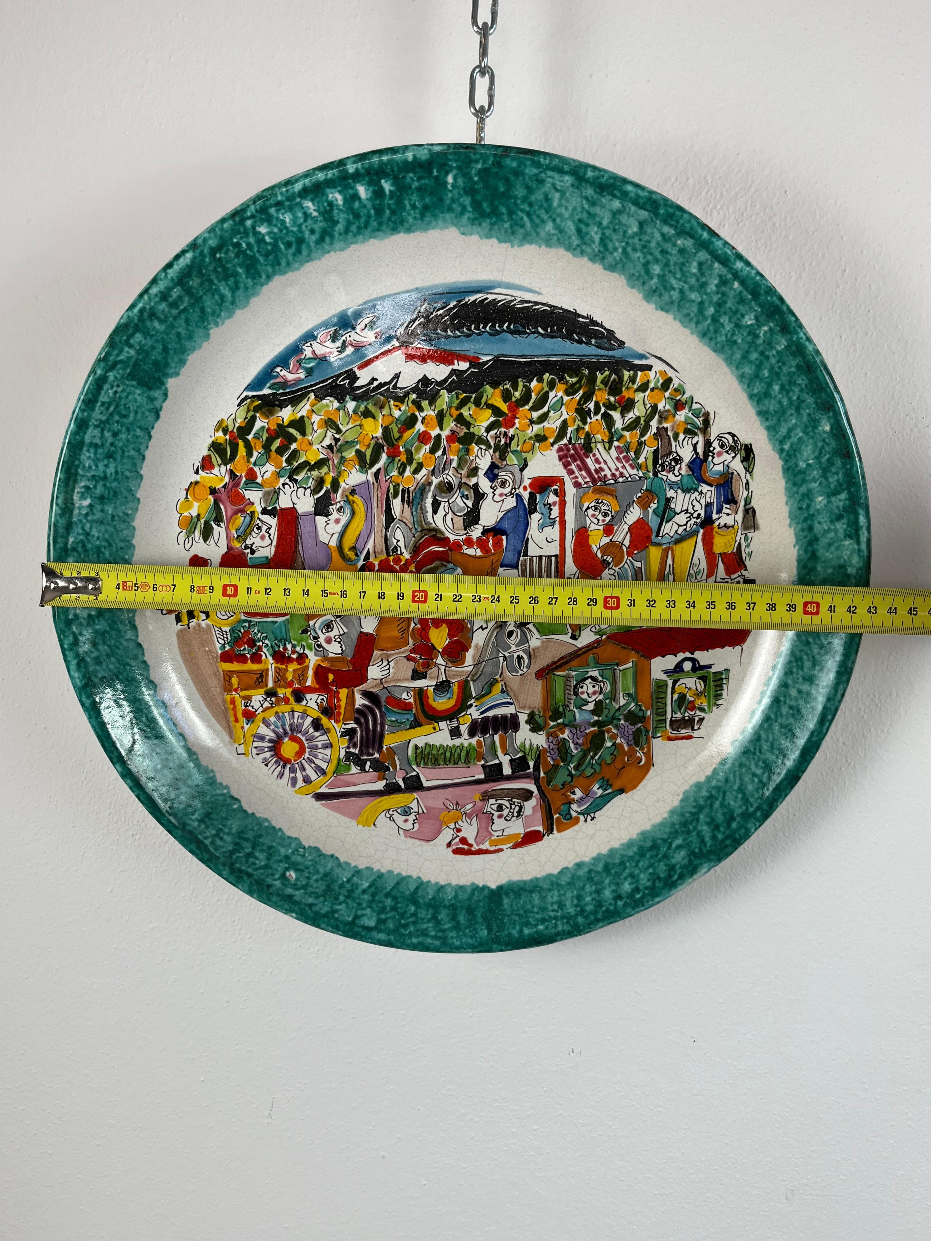 Assiette en céramique De Simone, Italie, années 1960, diamètre 44 cm en vente 6
