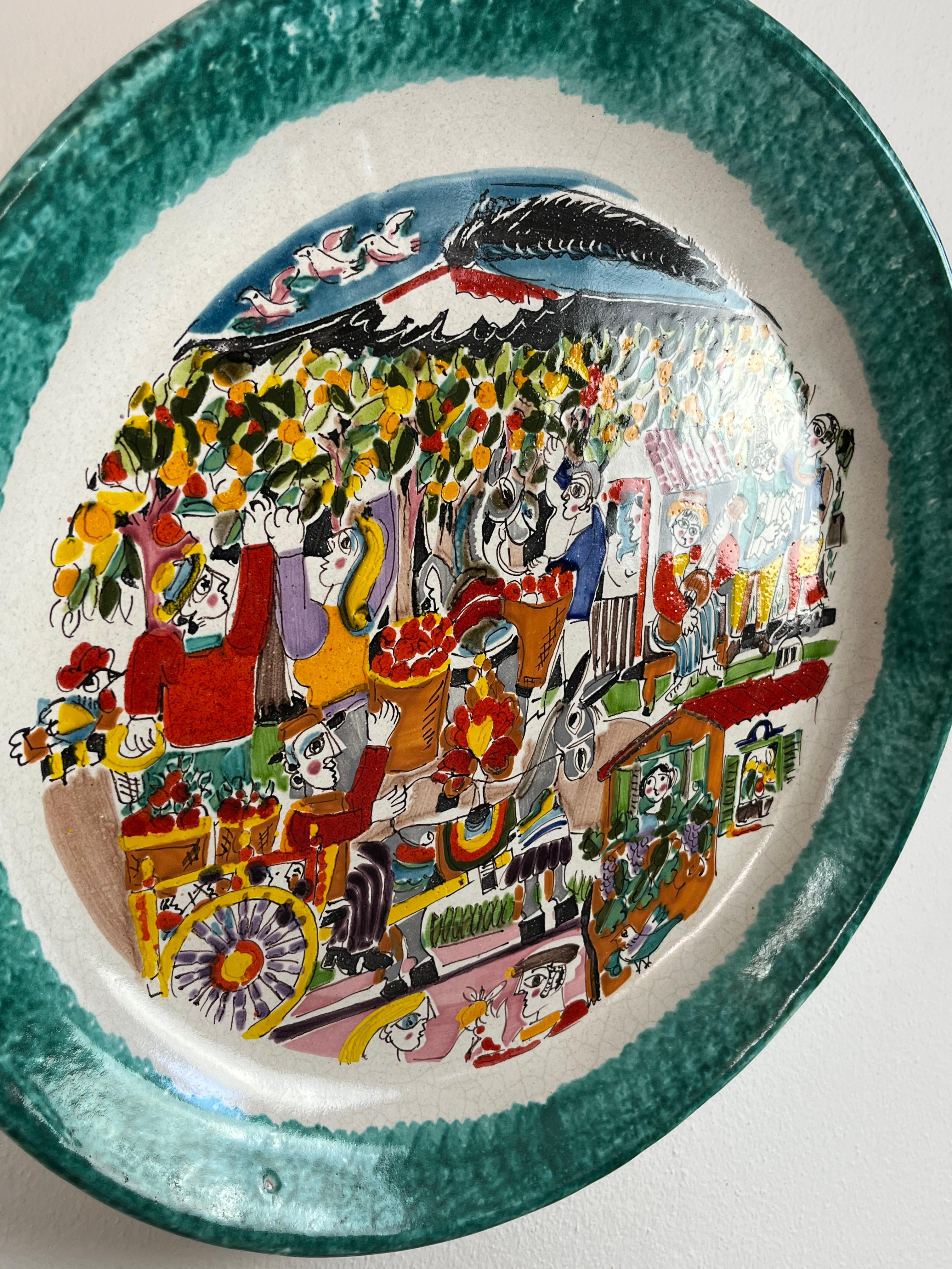 De Simone-Keramikteller, Italien, 1960er Jahre, Durchmesser 44 cm im Angebot 1