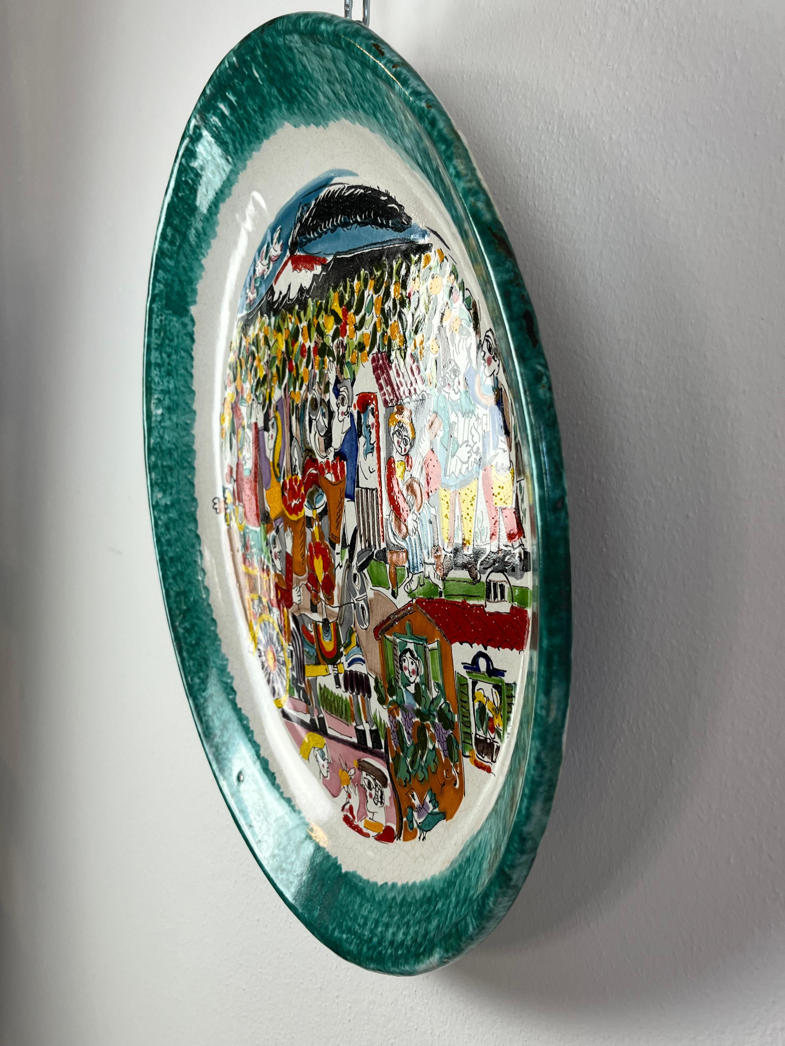 Late 20th Century De Simone Ceramic Plate, Italy, 1960s For Sale