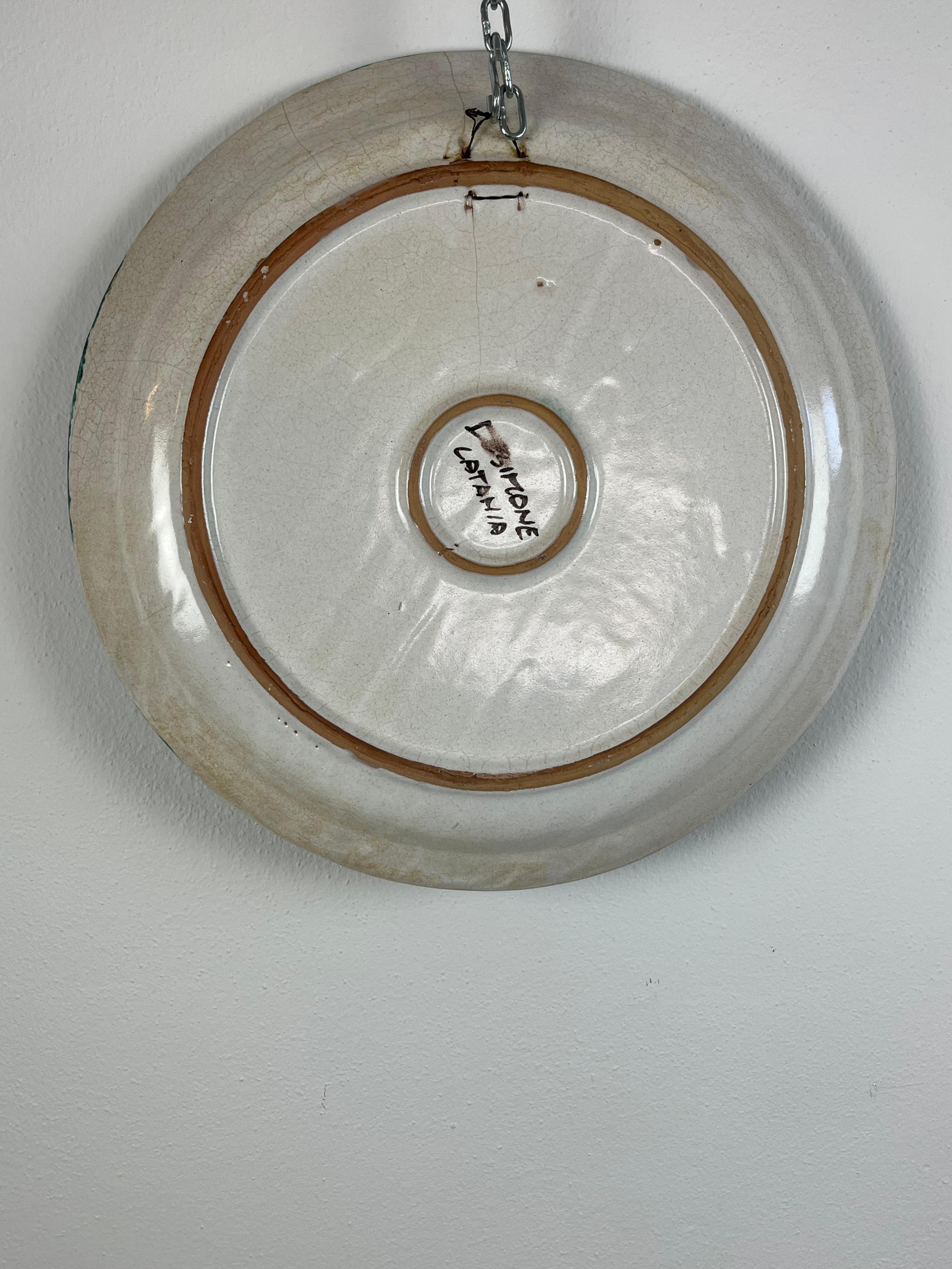 Assiette en céramique De Simone, Italie, années 1960, diamètre 44 cm en vente 2