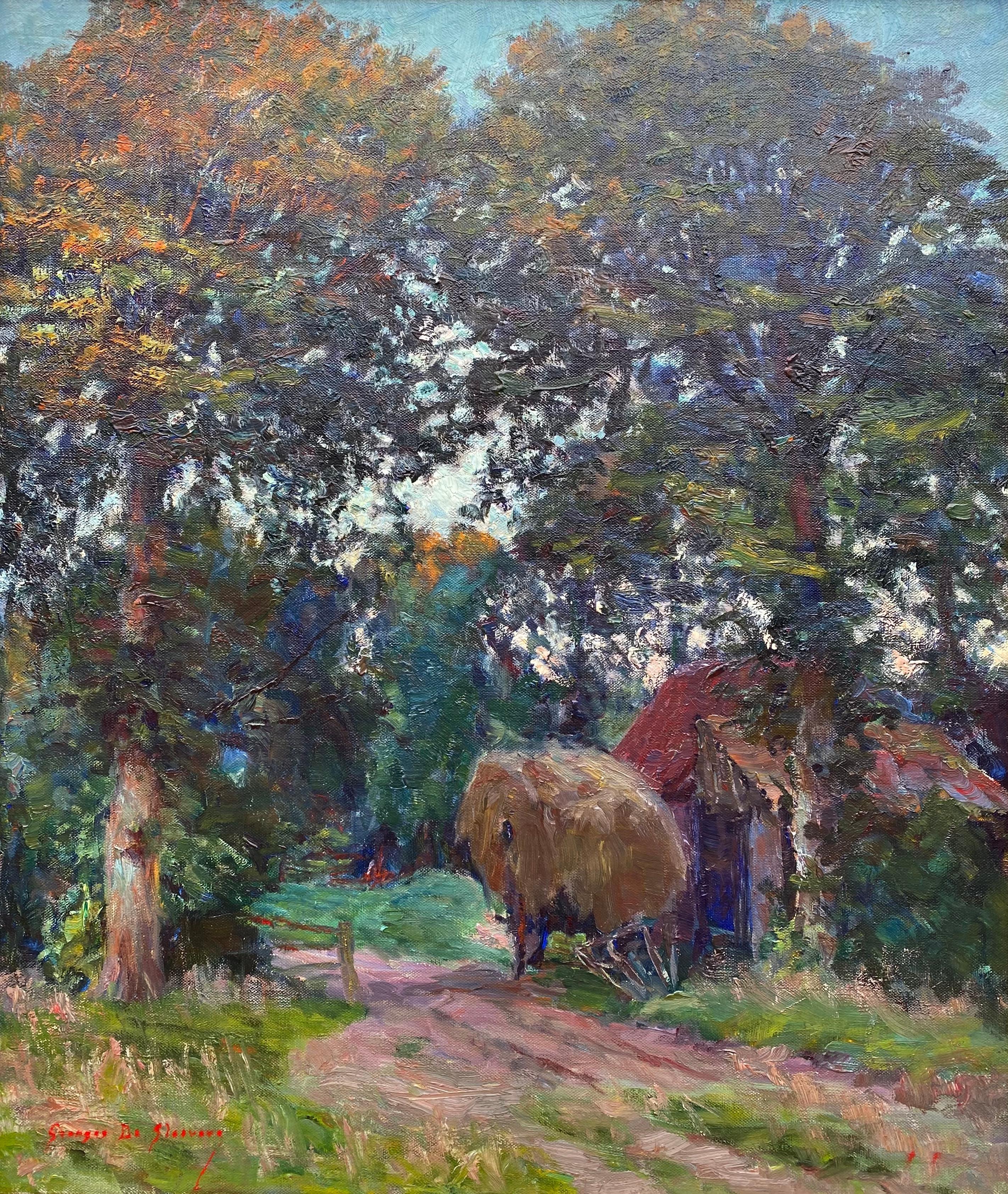 Ein kleines Bauernhaus, Georges De Sloovere, Brügge 1873 - 1970, belgischer Maler   – Painting von De Sloovere Georges