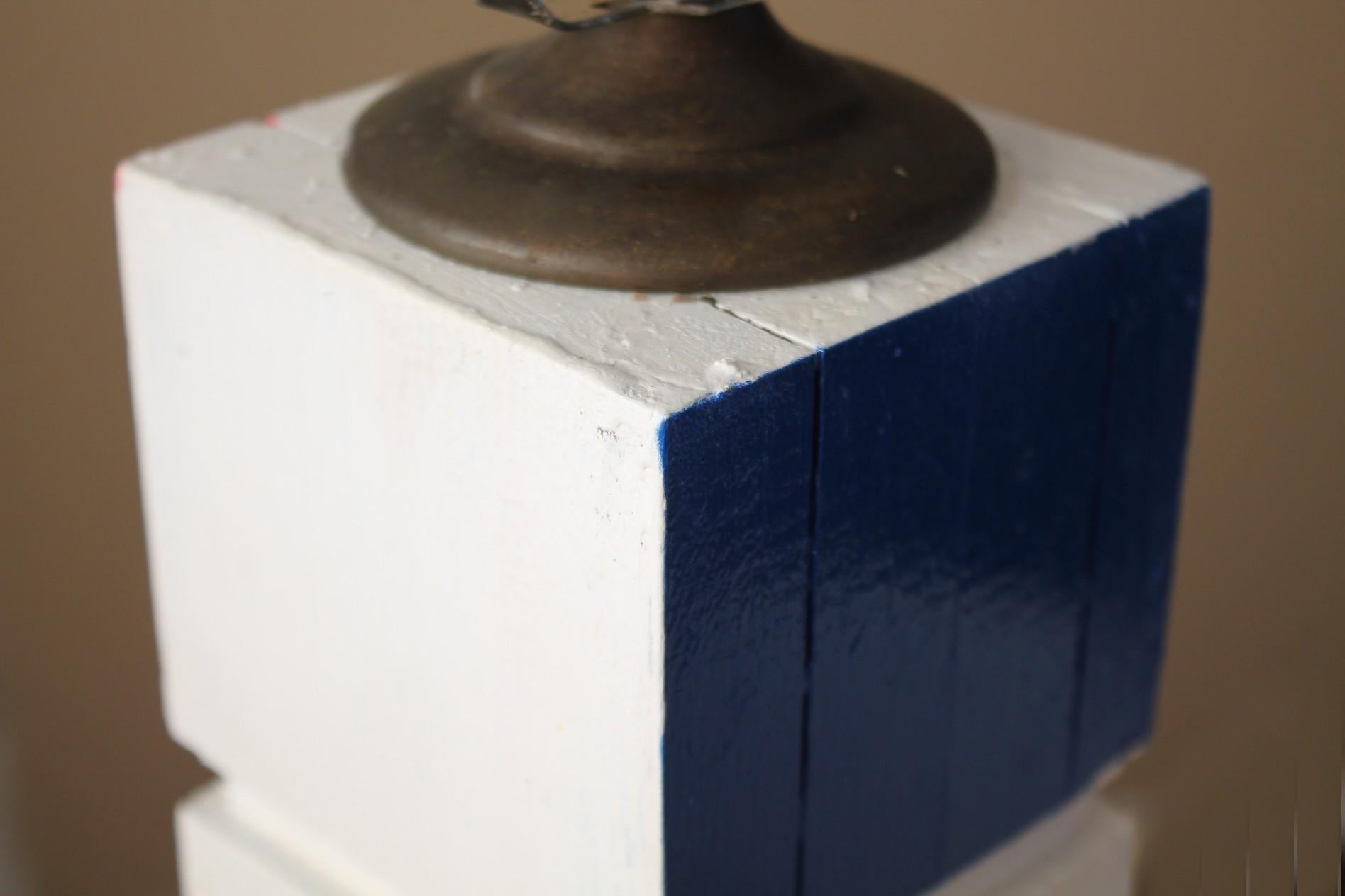 Lampe De Stijl 1940 d'après Piet Mondrian en bois ! Composition d'art rouge, jaune et bleu en vente 1