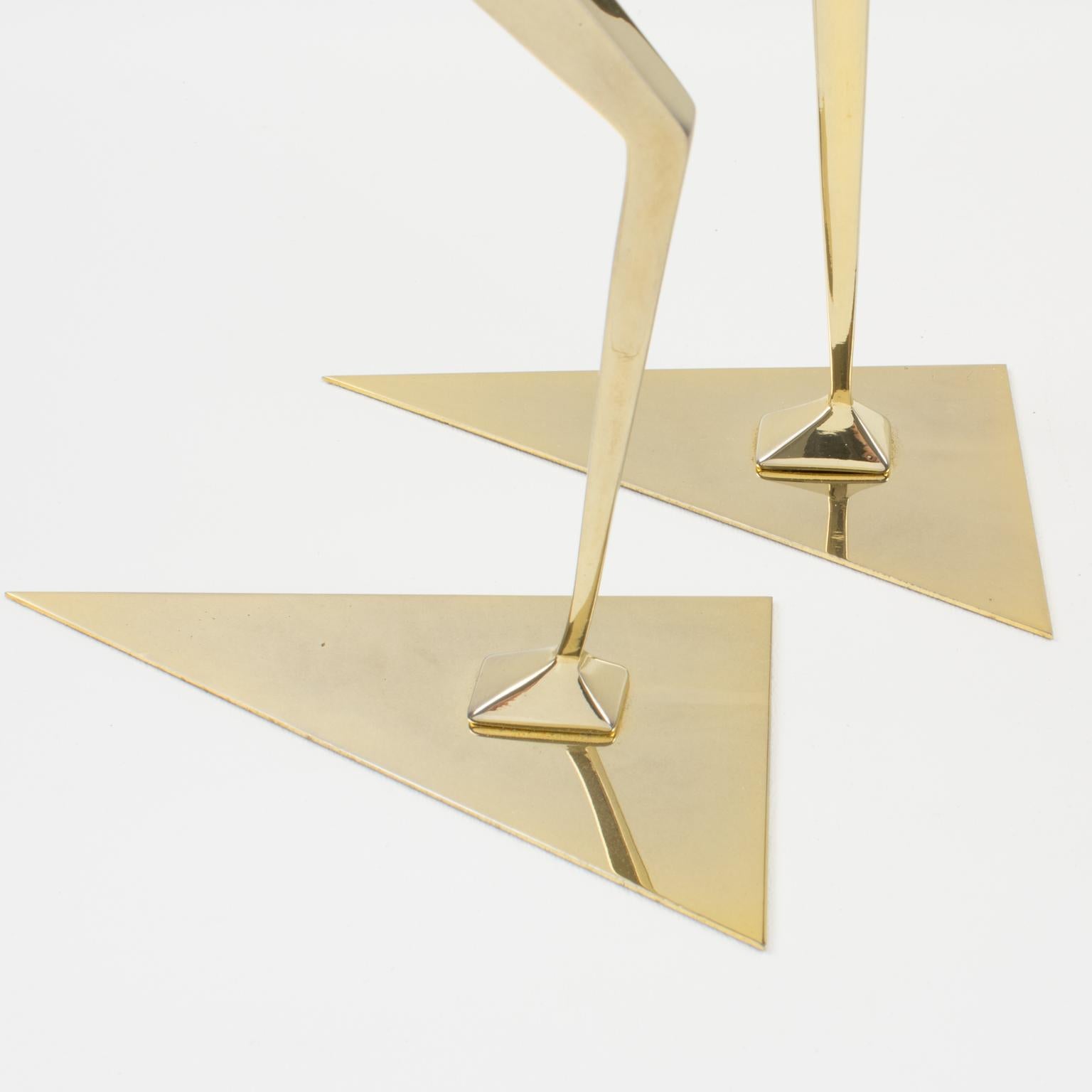 De Stijl Firenze Italy 1970s Giant Wood and Brass Bird Sculpture, a pair In Excellent Condition In Atlanta, GA