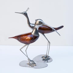 De Stijl Firenze Italy Silvered Wood Bird Set of Two