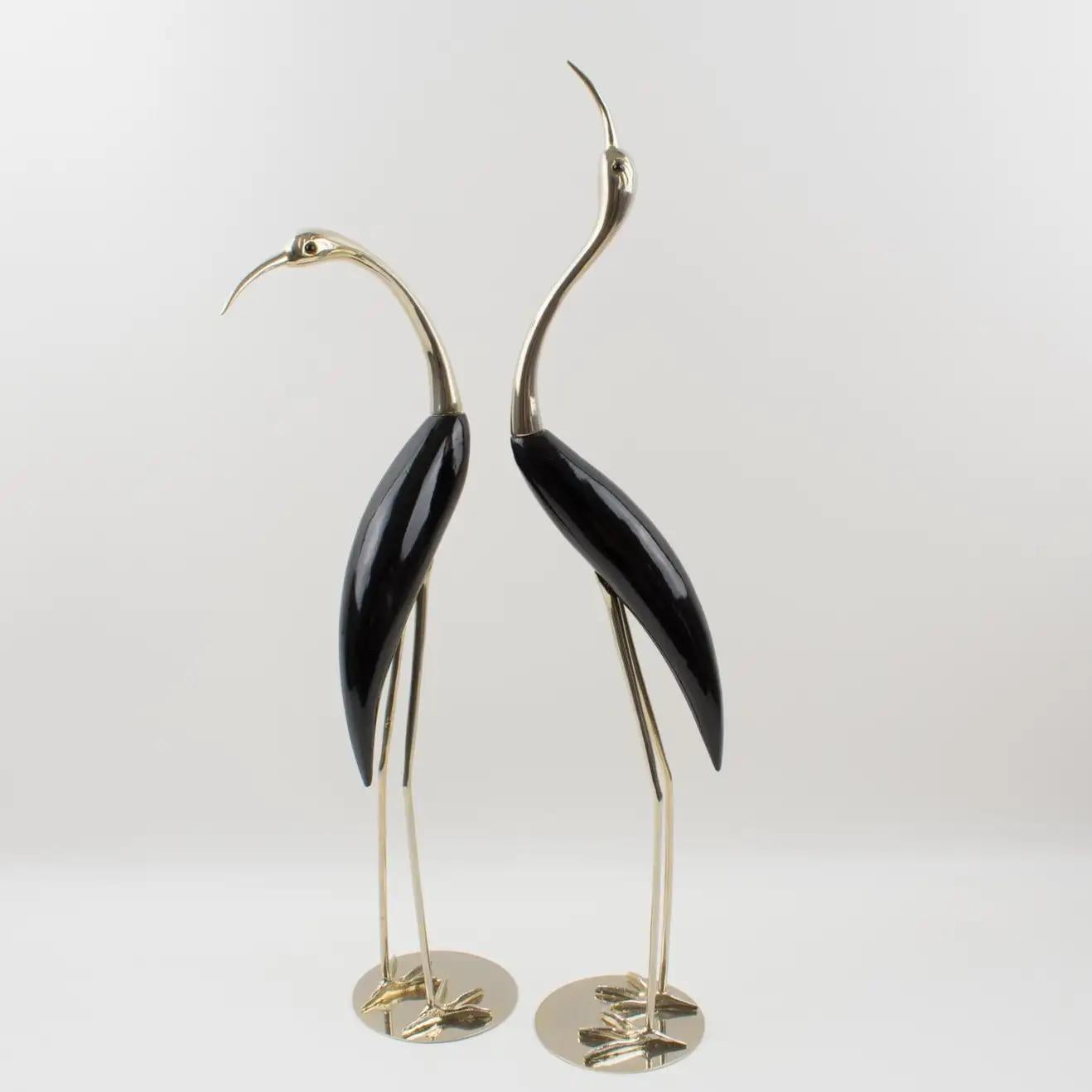 De Stijl Firenze Wood and Silvered Metal Bird Sculpture, a pair, Italy 1970s In Excellent Condition In Atlanta, GA