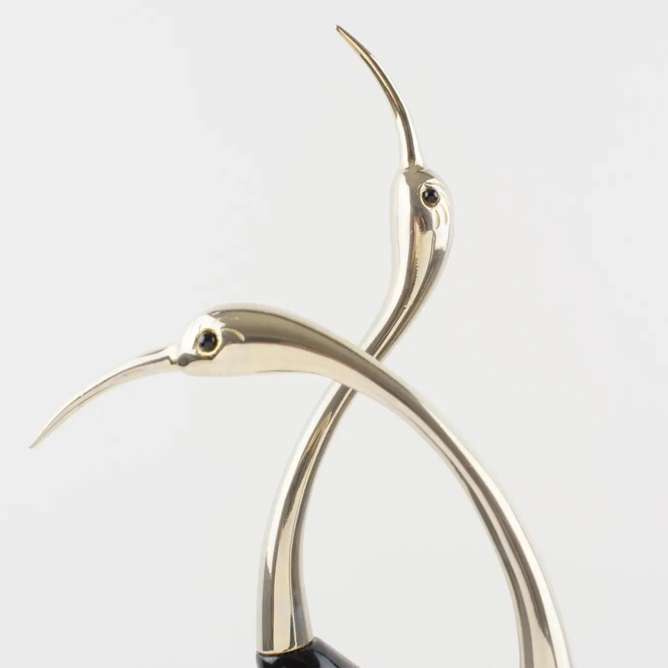 De Stijl Firenze Wood and Silvered Metal Bird Sculpture, a pair, Italy 1970s 1