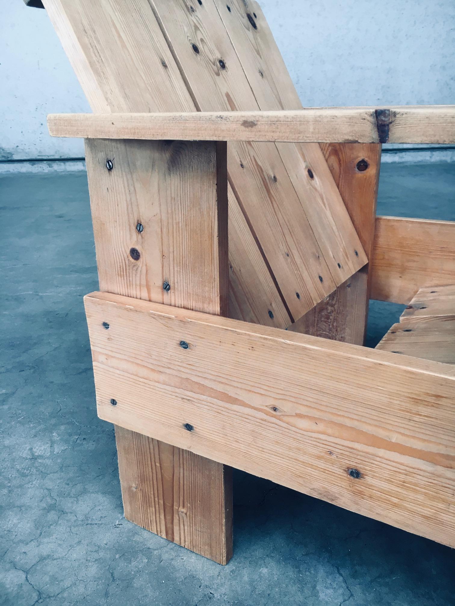 Niederländischer Kiefernholz- CRATE-Stuhl aus der De Stijl-Bewegung von Gerrit Rietveld im Angebot 12