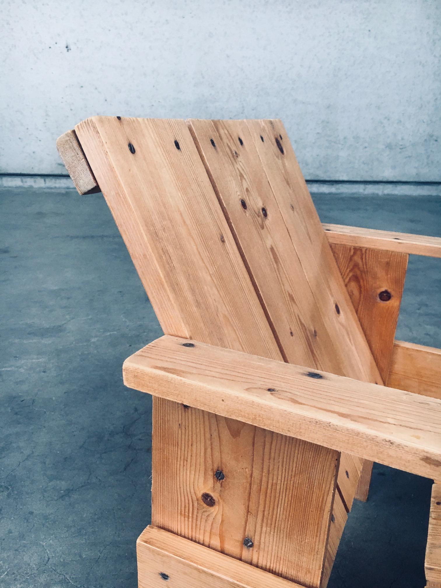 Niederländischer Kiefernholz- CRATE-Stuhl aus der De Stijl-Bewegung von Gerrit Rietveld im Angebot 13