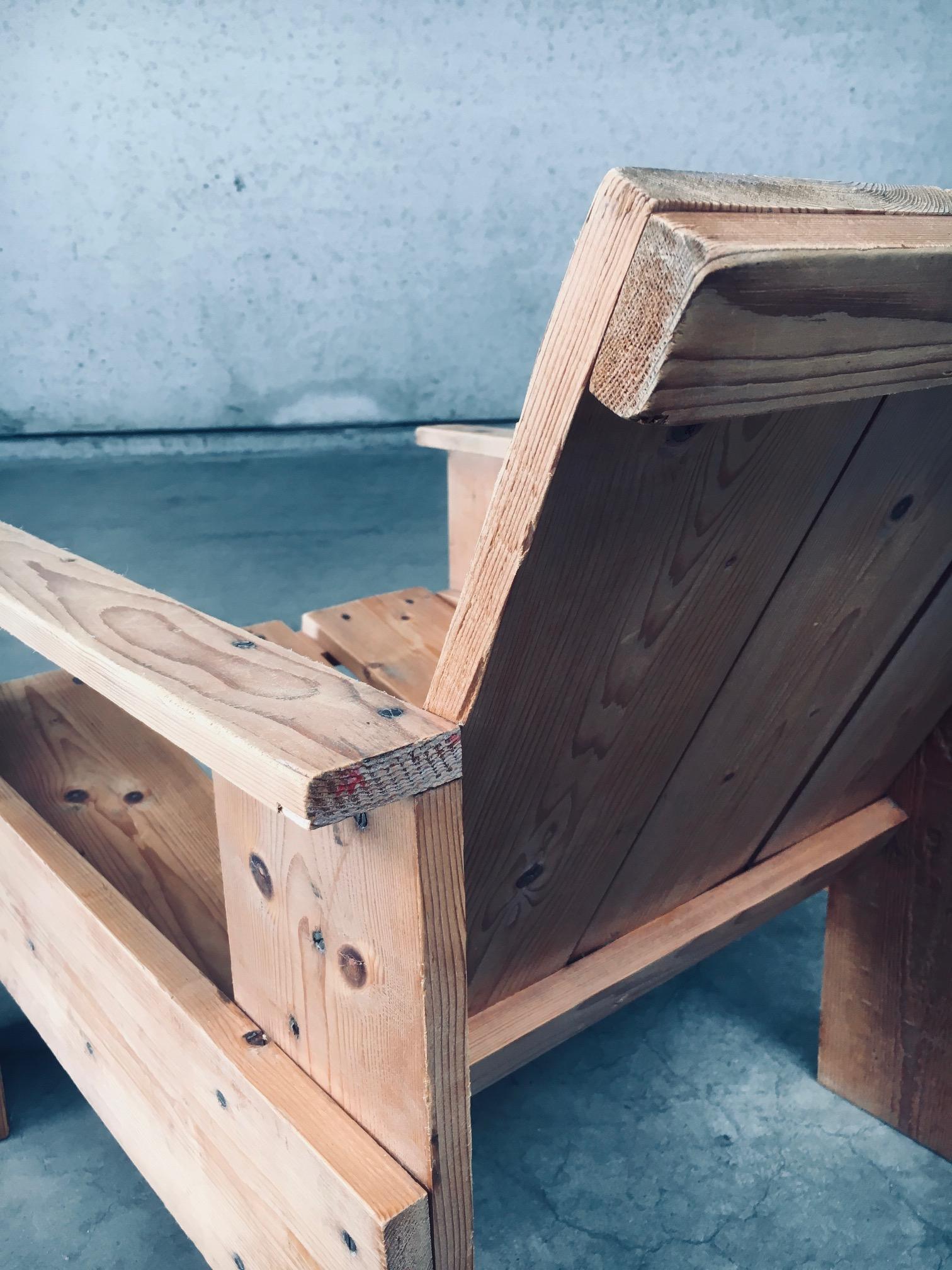 Niederländischer Kiefernholz- CRATE-Stuhl aus der De Stijl-Bewegung von Gerrit Rietveld im Angebot 15