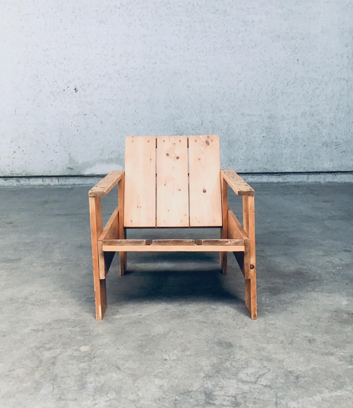 Niederländischer Kiefernholz- CRATE-Stuhl aus der De Stijl-Bewegung von Gerrit Rietveld im Angebot 5