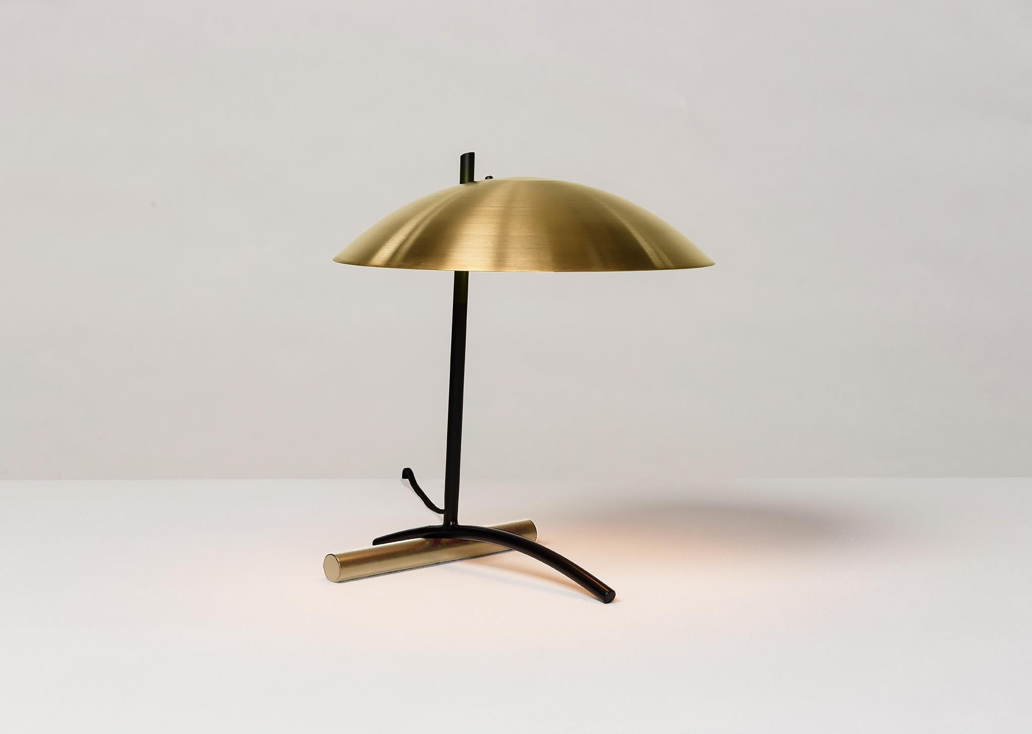 DE Table Lamp with Aluminum Shade and Solid Steel or Brass Tube Weight In New Condition For Sale In Los Angeles, CA