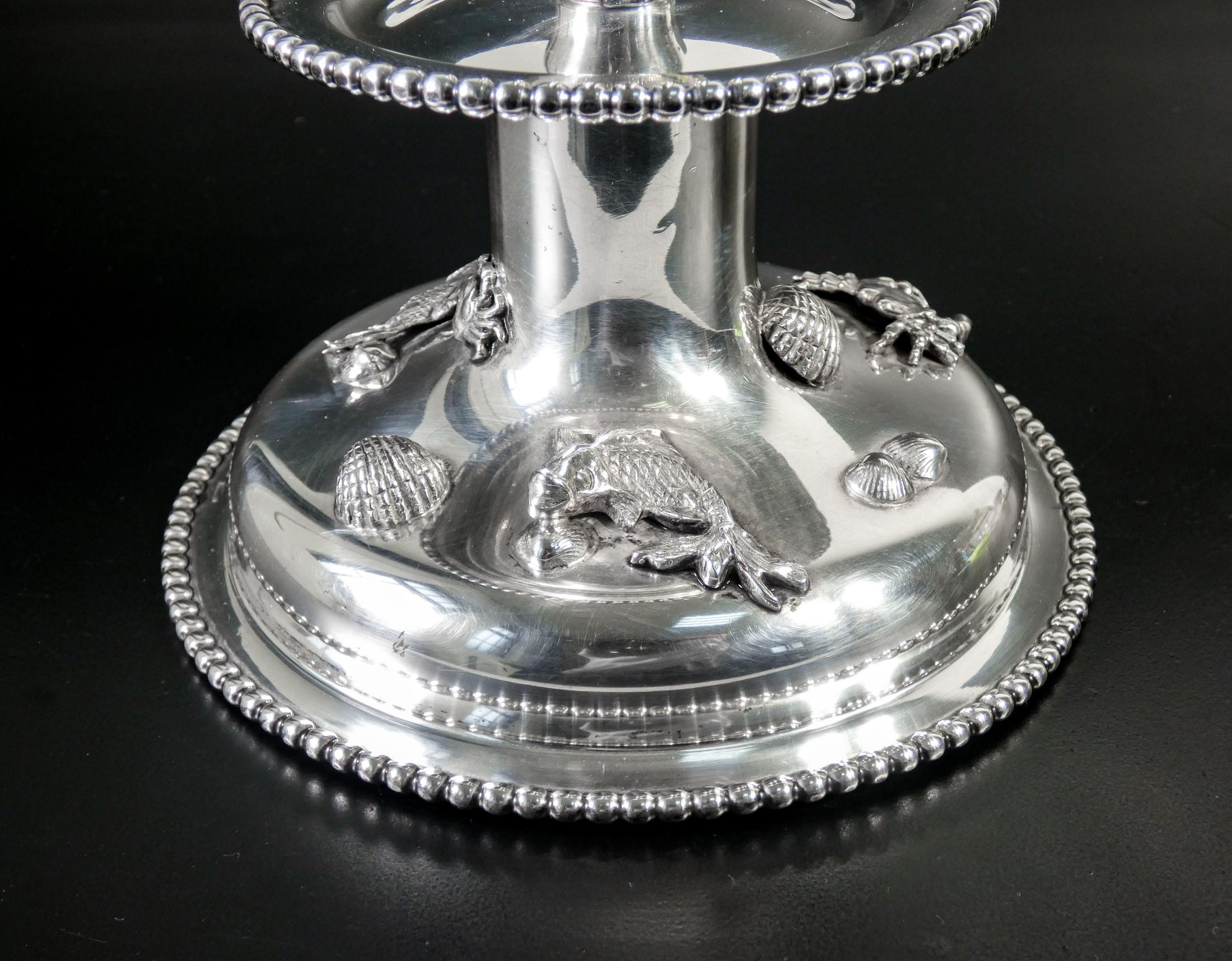 De Vecchi, Silver Candlestick with Small Sculptures of Marine Animals, Italy For Sale 3