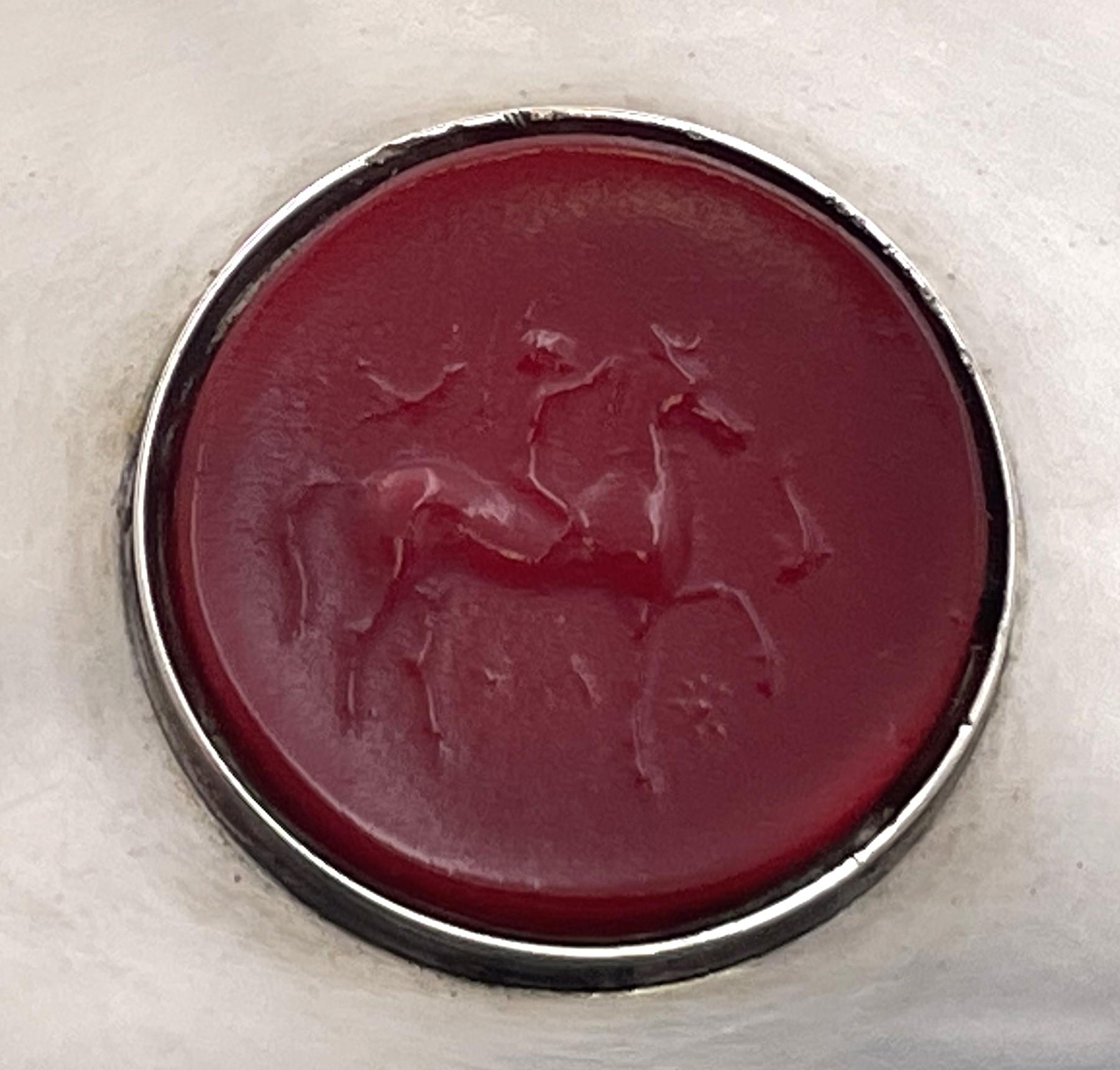 De Vecchi Portacarte / Portatovaglioli in argento sterling con sigillo intarsiato Metà secolo In condizioni buone in vendita a New York, NY