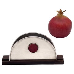 Vintage De Vecchi Sterling Silver Letter / Napkin Holder with Inlaid Seal Mid-Century