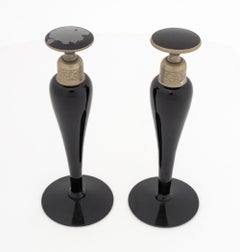 De Vilbiss Art Deco Black Glass Scent Bottles, Pr.