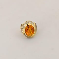 De Vroomen Anello in oro giallo 18 carati, citrino da 10,77 carati, diamanti e smalto