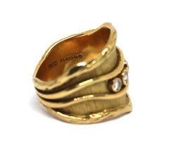 De Vroomen 18 Karat Yellow Gold and White Diamond 1979 Band Ring