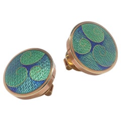 De Vroomen 18kt Gold & Emaille Ohrringe, 1970er Jahre De Vroomen 18kt Gold & Emaille Ohrringe, 1970er Jahre