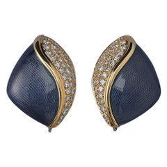 De Vroomen Gold Diamond and Enamel Ear Clips