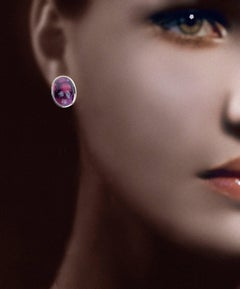 "de Vroomen" Large Rubellite Tourmaline Cabochon Rose Gold Ear Clips