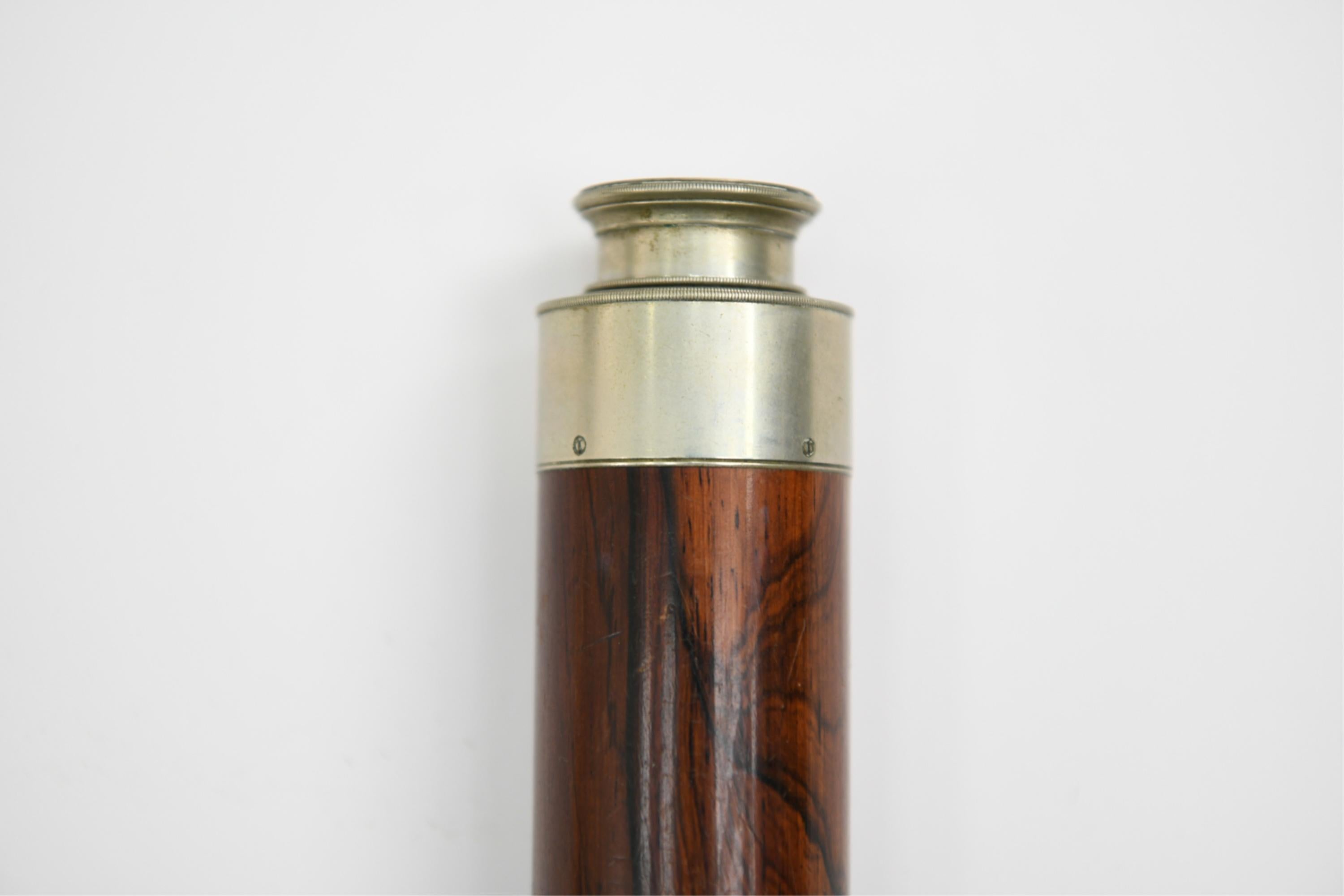 D.E. Wood Inscribed Nautical Telescope & Compass with Rosewood Barrel, c. 1860s 1