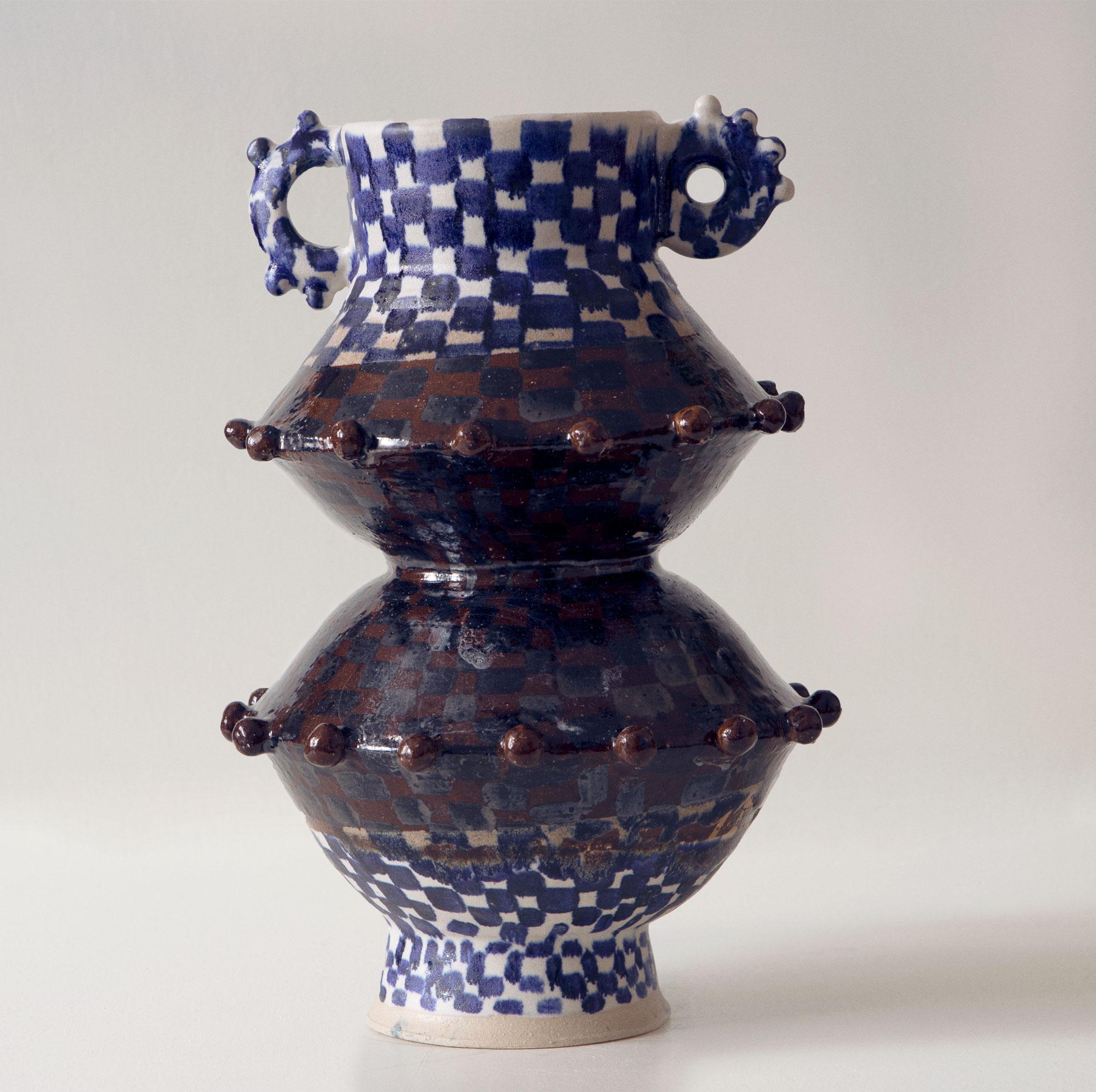 Bead Totem Ear Vase - Modern Abstract Ornamental Ceramic Sculptural Vase - Sculpture by Dea Domus