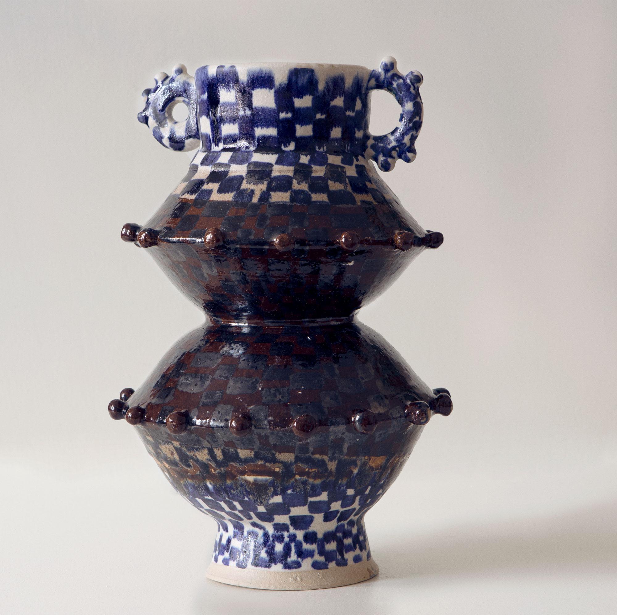 Bead Totem Ear Vase - Modern Abstract Ornamental Ceramic Sculptural Vase
