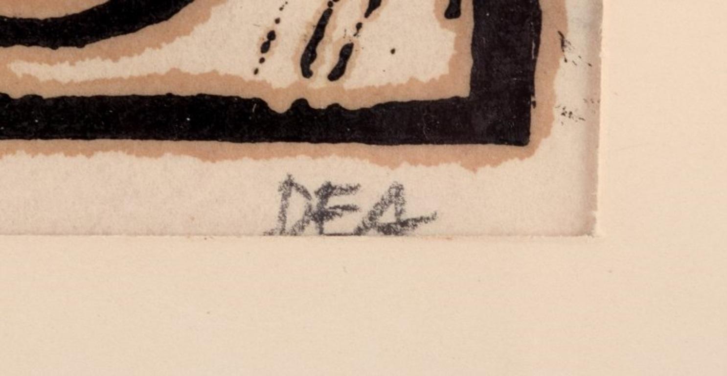 20th Century Dea Trier Mørch, listed Danish artist. Woodcut on Japanese paper. Abstract motif