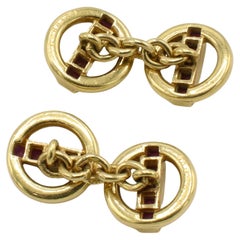 Deakin & Francis Garrard 18 Karat Yellow Gold Ruby Cufflinks