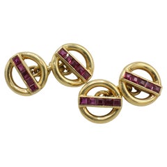 Deakin 
Francis Garrard 18 Karat Yellow Gold Ruby Cufflinks