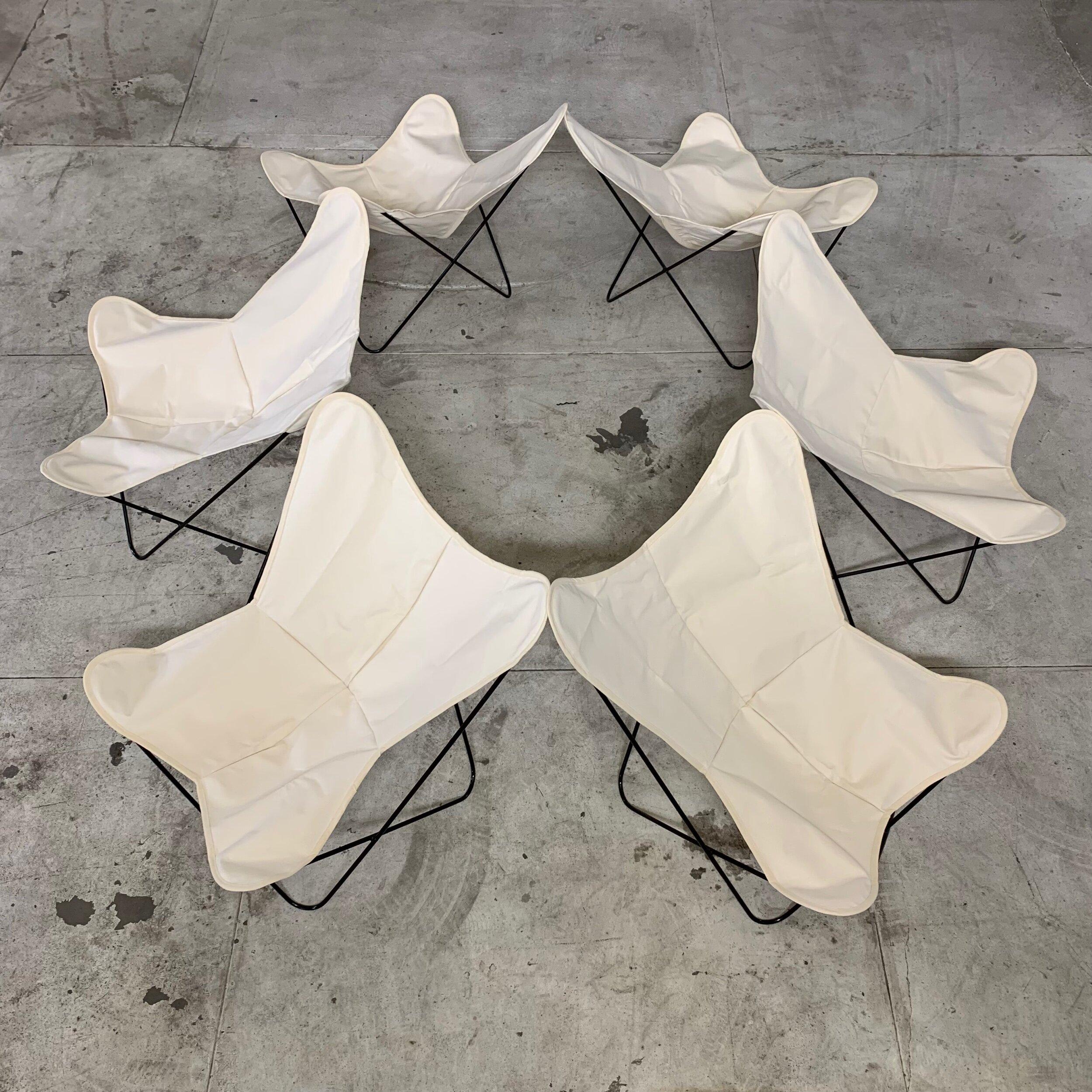 Mid-20th Century Dead Stock Solid Iron Butterfly Canvas Chairs For Sale