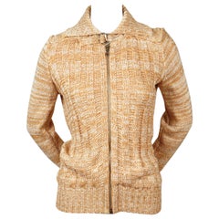 deadstock 1970's COURREGES marled cardigan with zip closure & oversized collar