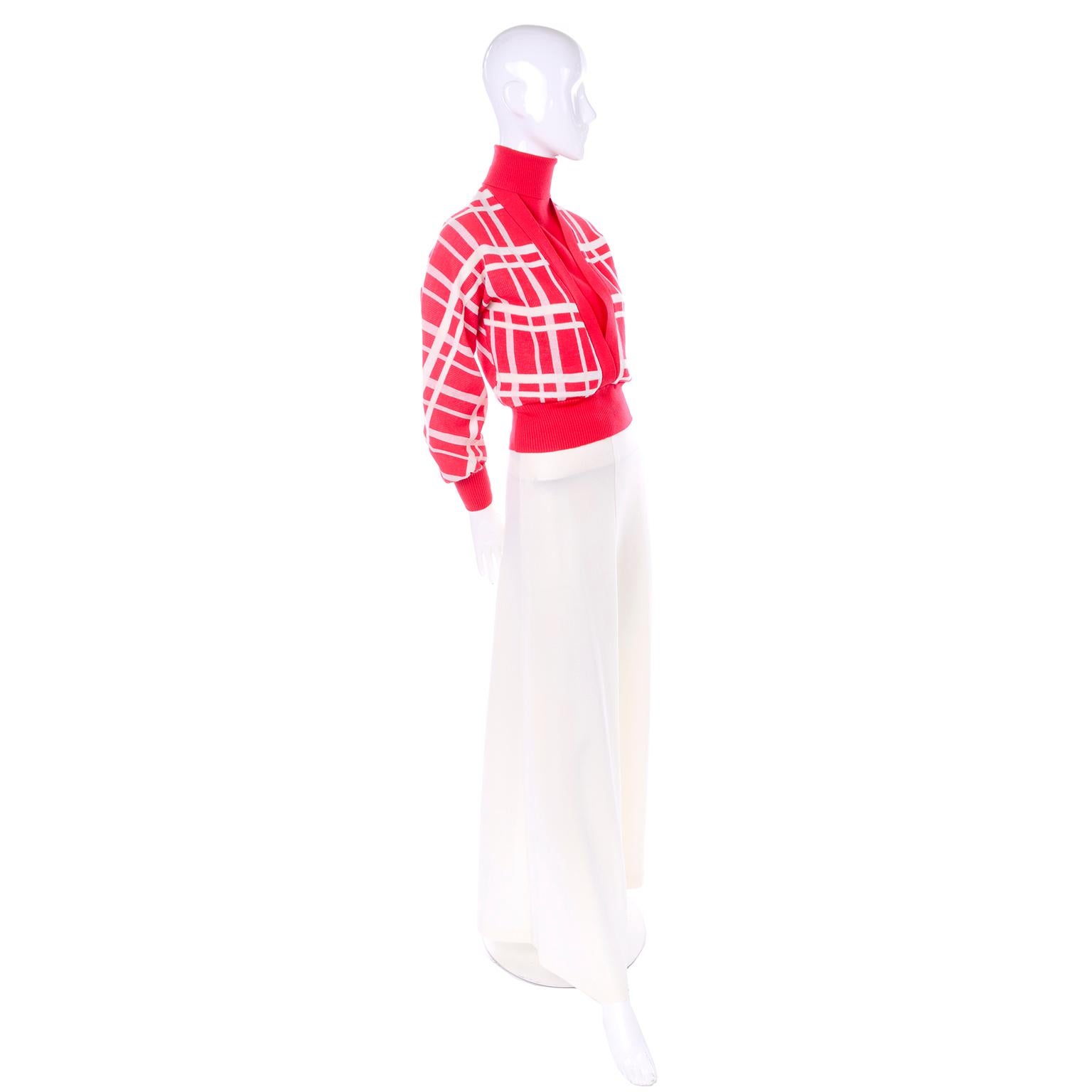 Deadstock Crissa Italy Vintage 1970s Red & White Knit Maxi Skirt and Sweater Top In New Condition In Portland, OR