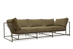 Dark Olive Heavy Canvas and Blackened Steel Sofa