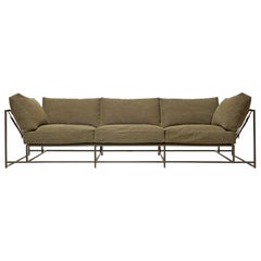 Dark Olive Heavy Canvas and Blackened Steel Sofa