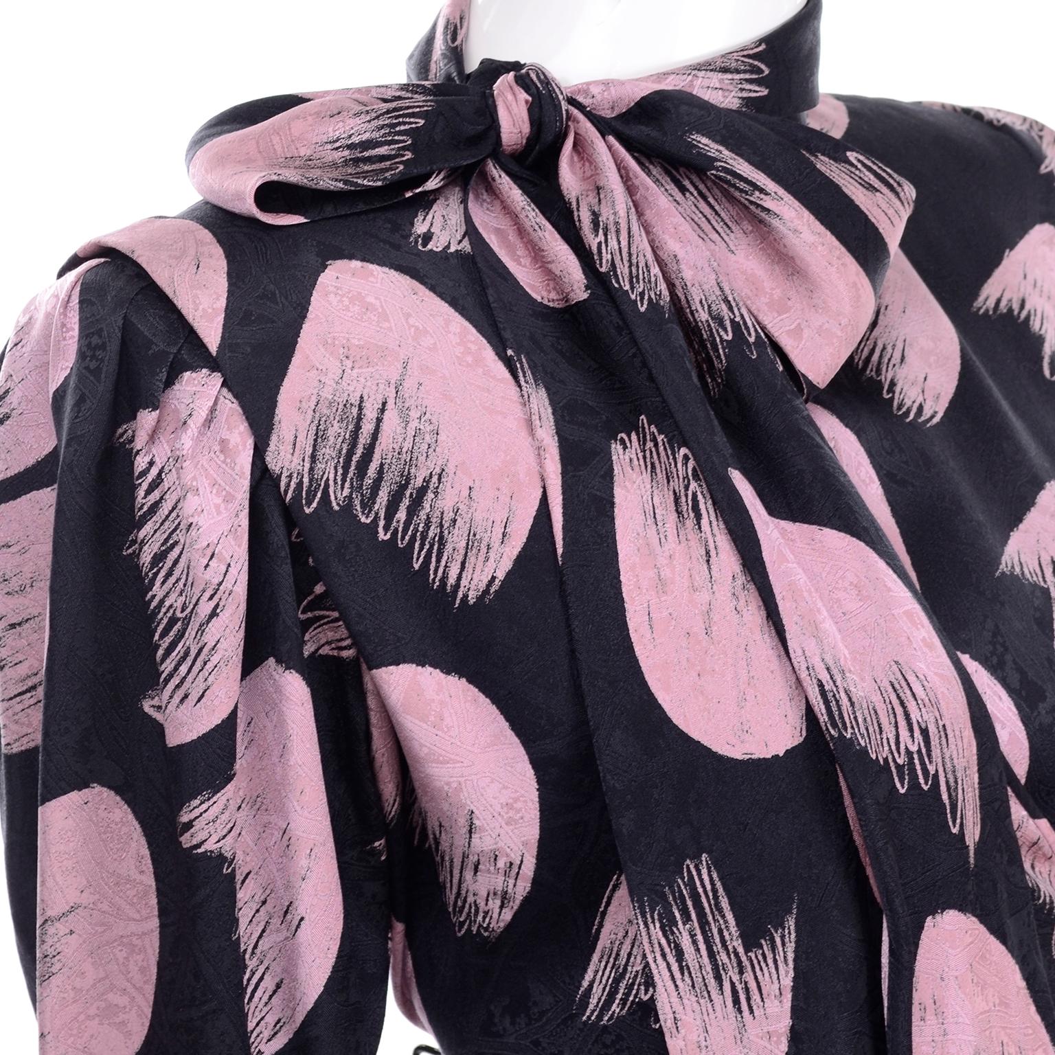 Deadstock Emanuel Ungaro Parallele Pink & Black Vintage Silk Wrap Dress w/ Tags 2