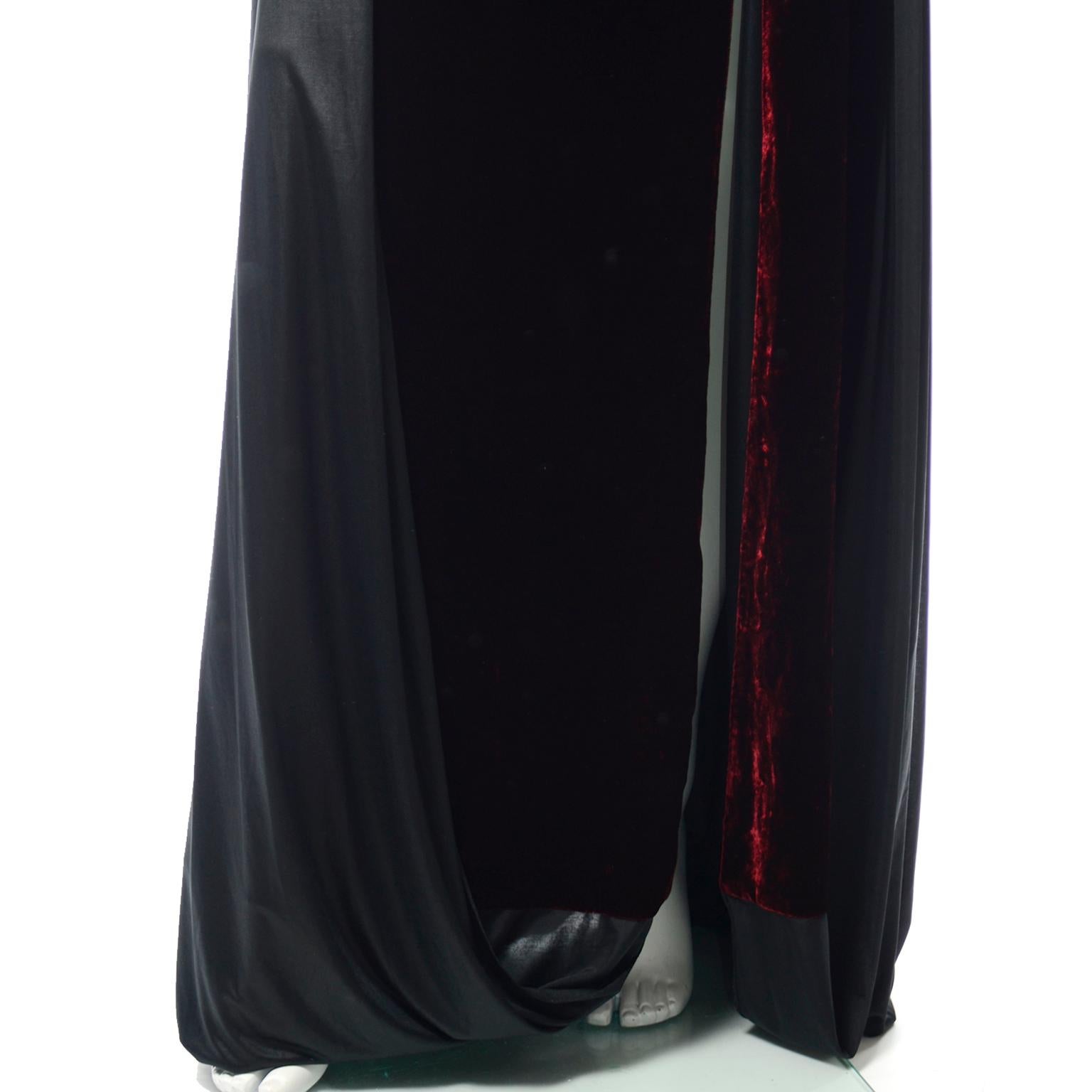 Deadstock Jean Paul Gaultier Red Velvet Evening Dress w Attached Black Coat 12