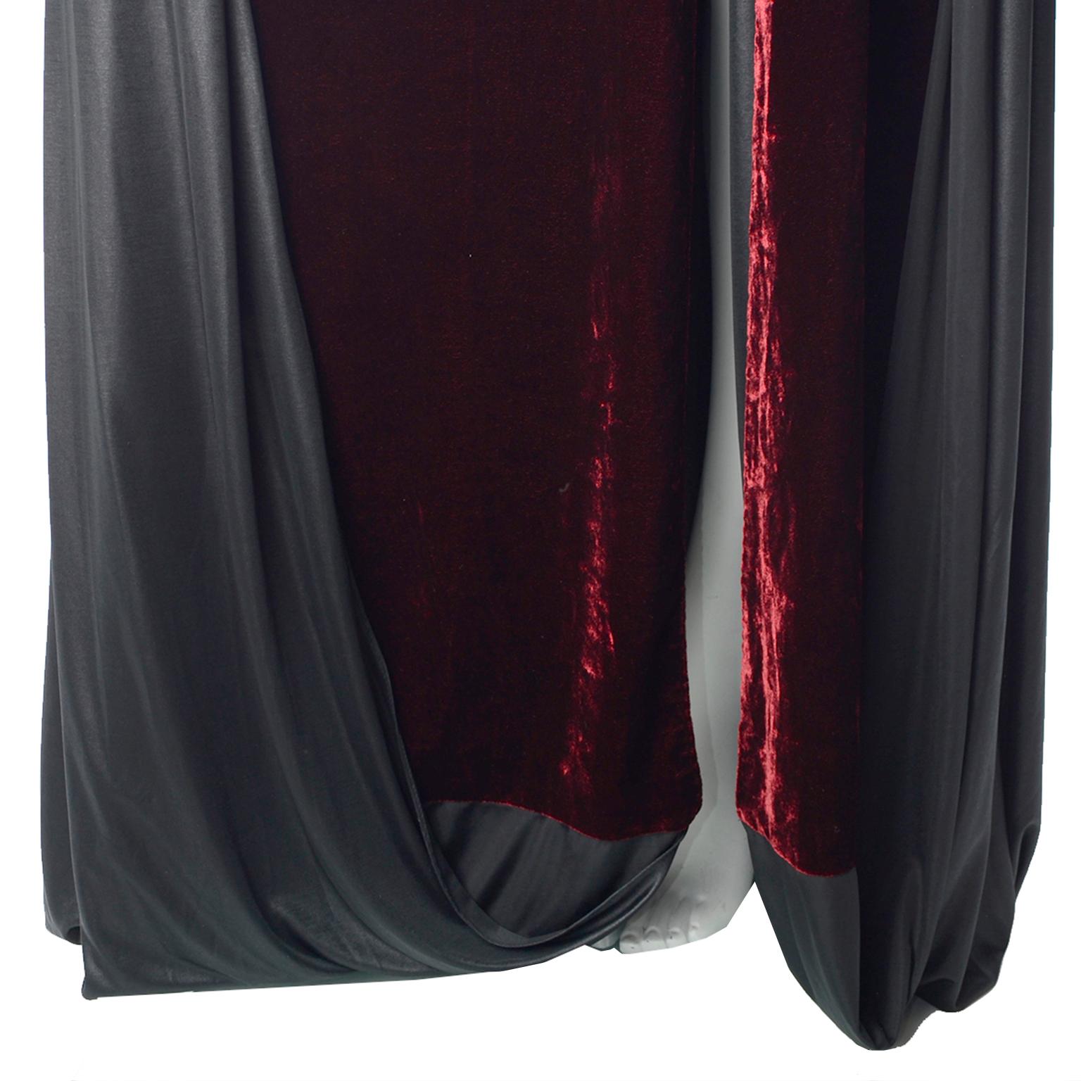 Deadstock Jean Paul Gaultier Red Velvet Evening Dress w Attached Black Coat 8